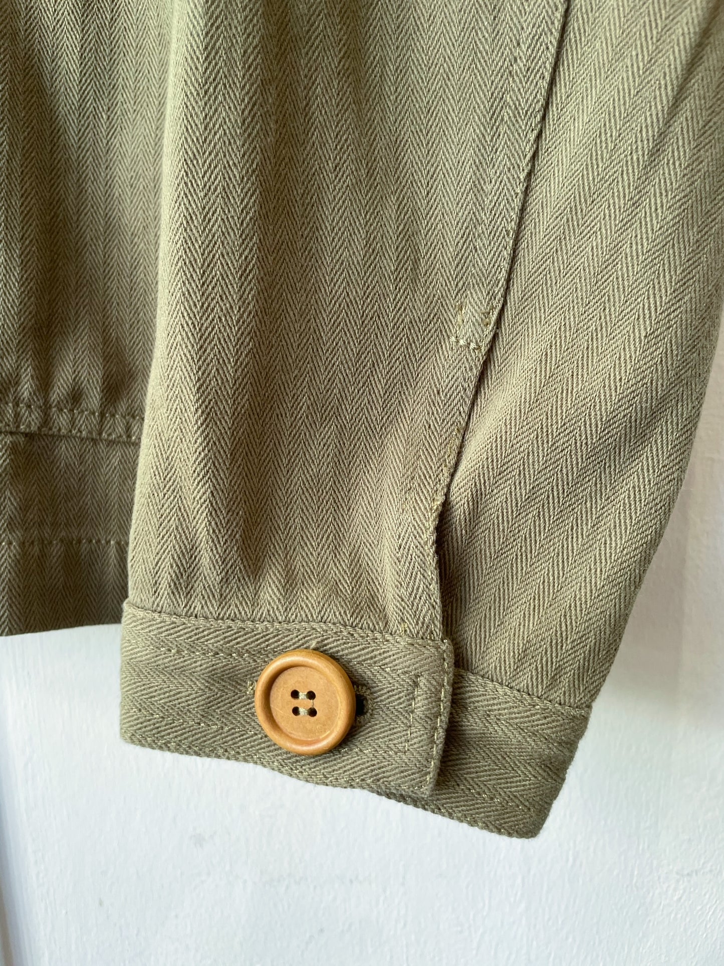 60s Style Herringbone Chore Jacket Army Green