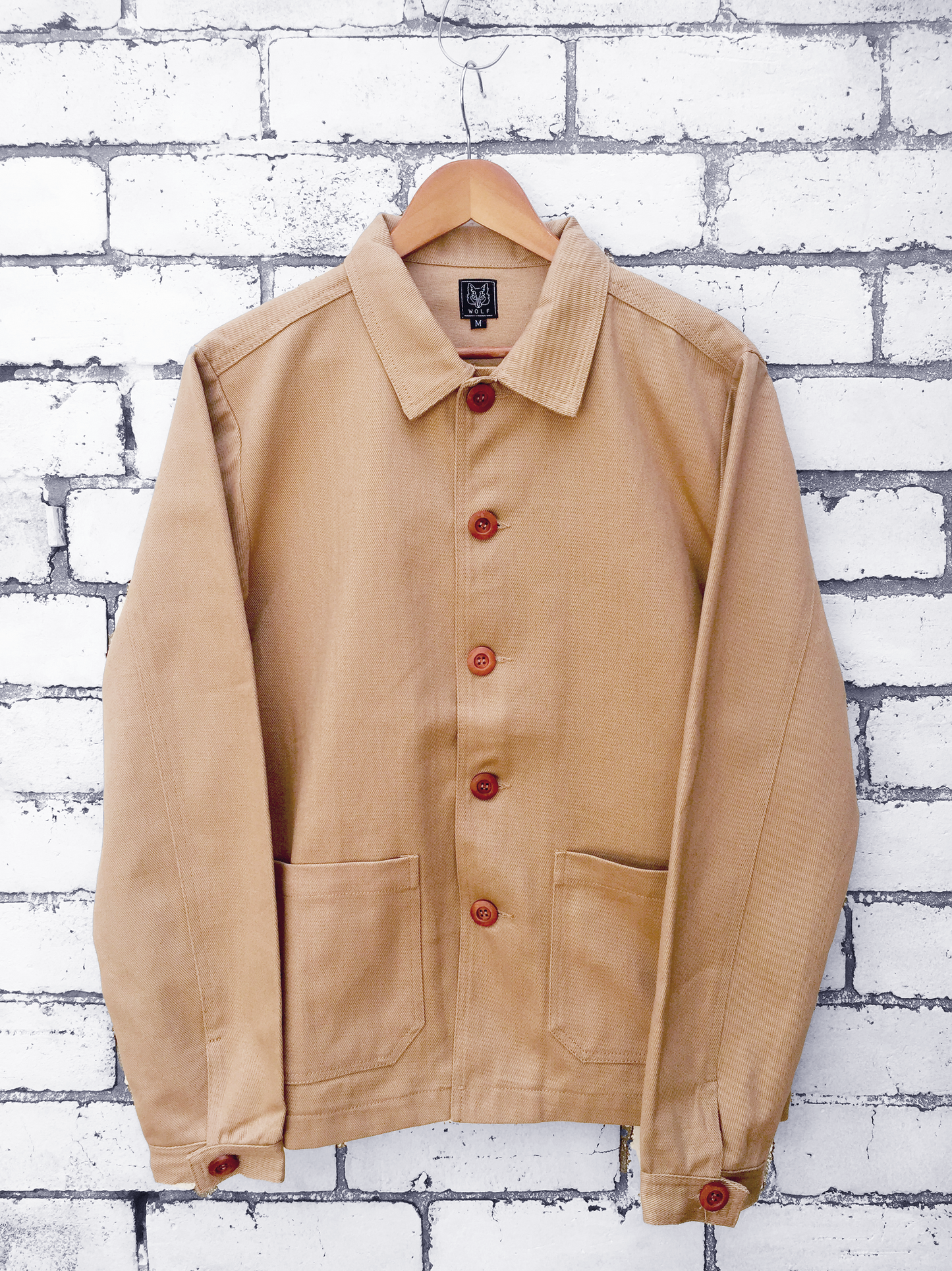 Arbeitsjacke aus französischem Baumwolltwill, Wüstenbeige