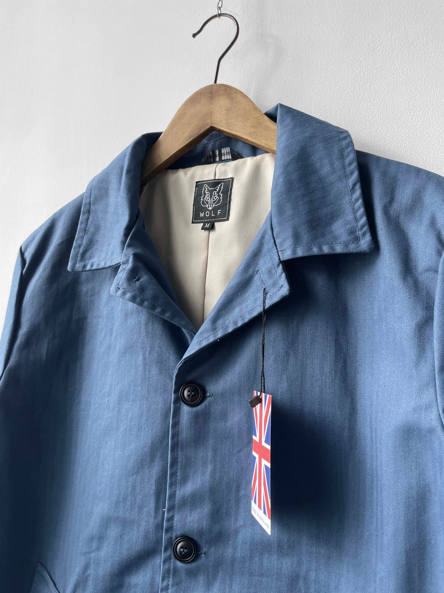 Waxed Cotton Mac Raincoat Duster Jacket Indigo Blue