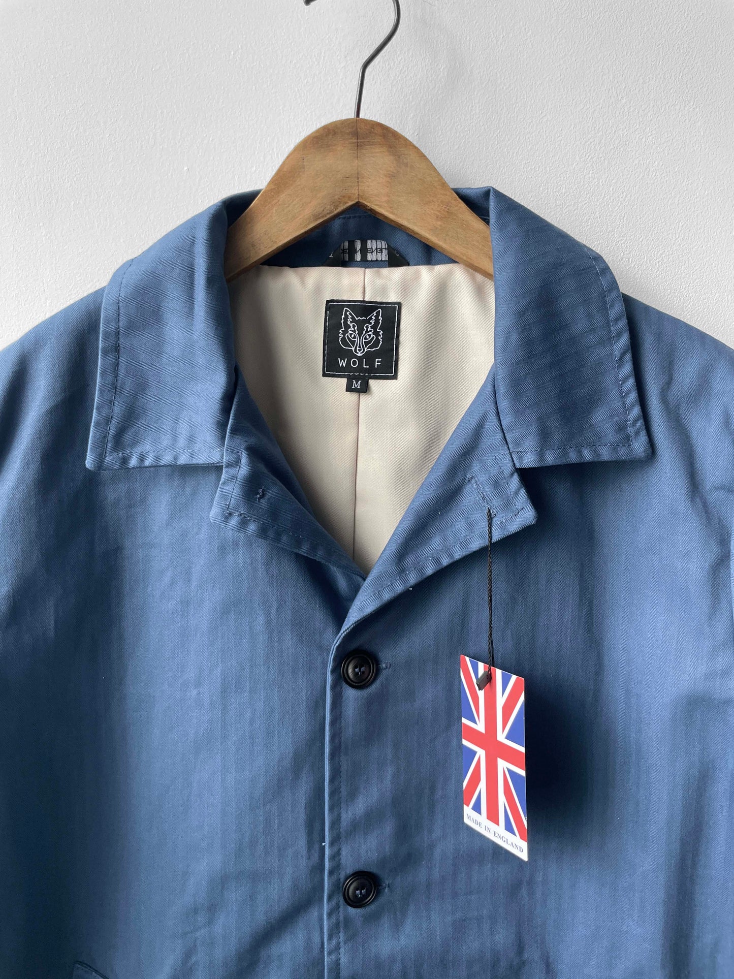 Waxed Cotton Mac Raincoat Duster Jacket Indigo Blue