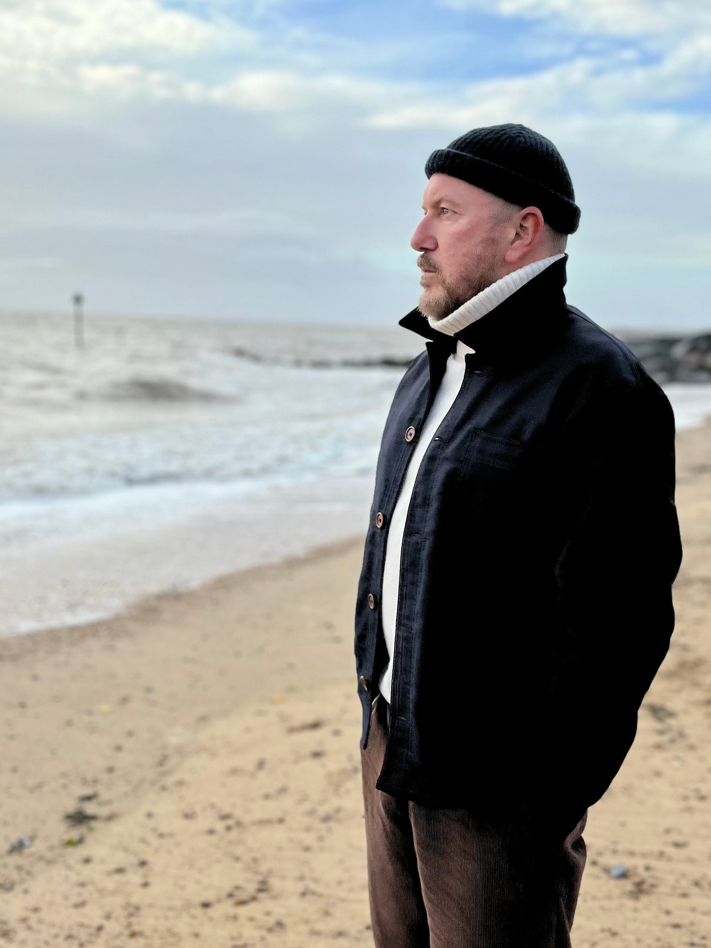 Ink Blue French Moleskin Chore Jacket Made In England