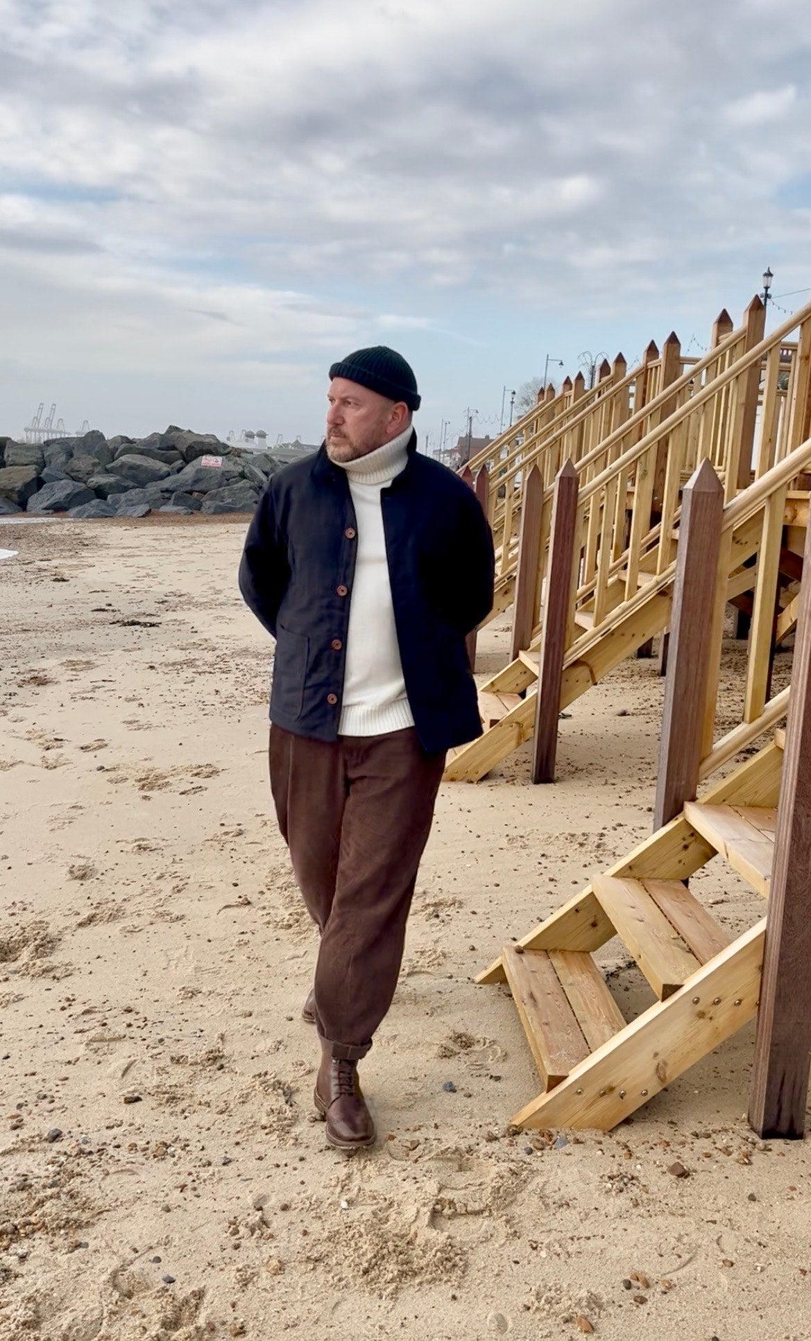 Ink Blue French Moleskin Chore Jacket Made In England