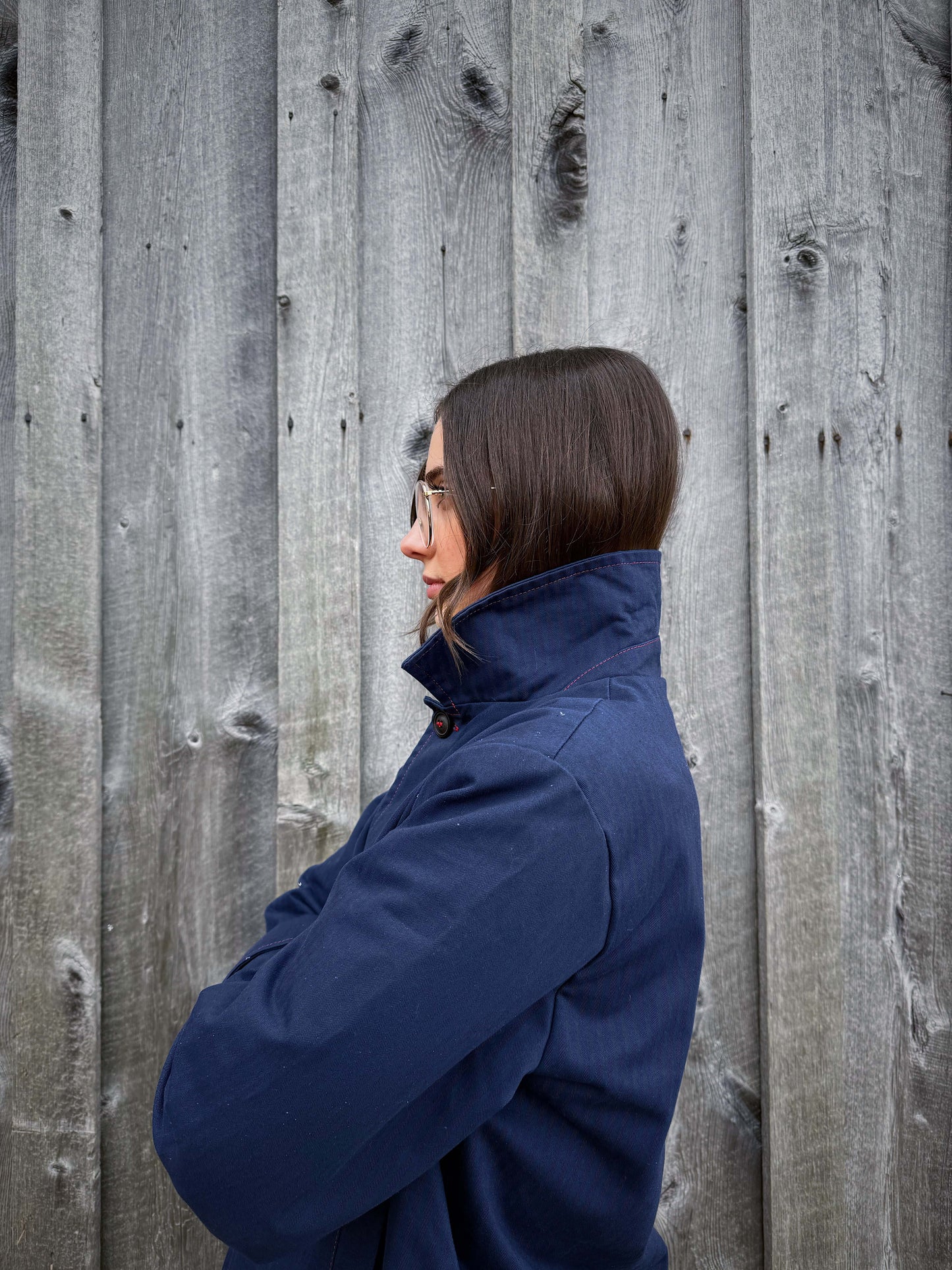 Waxed Cotton Mac Raincoat Duster Jacket Navy Blue