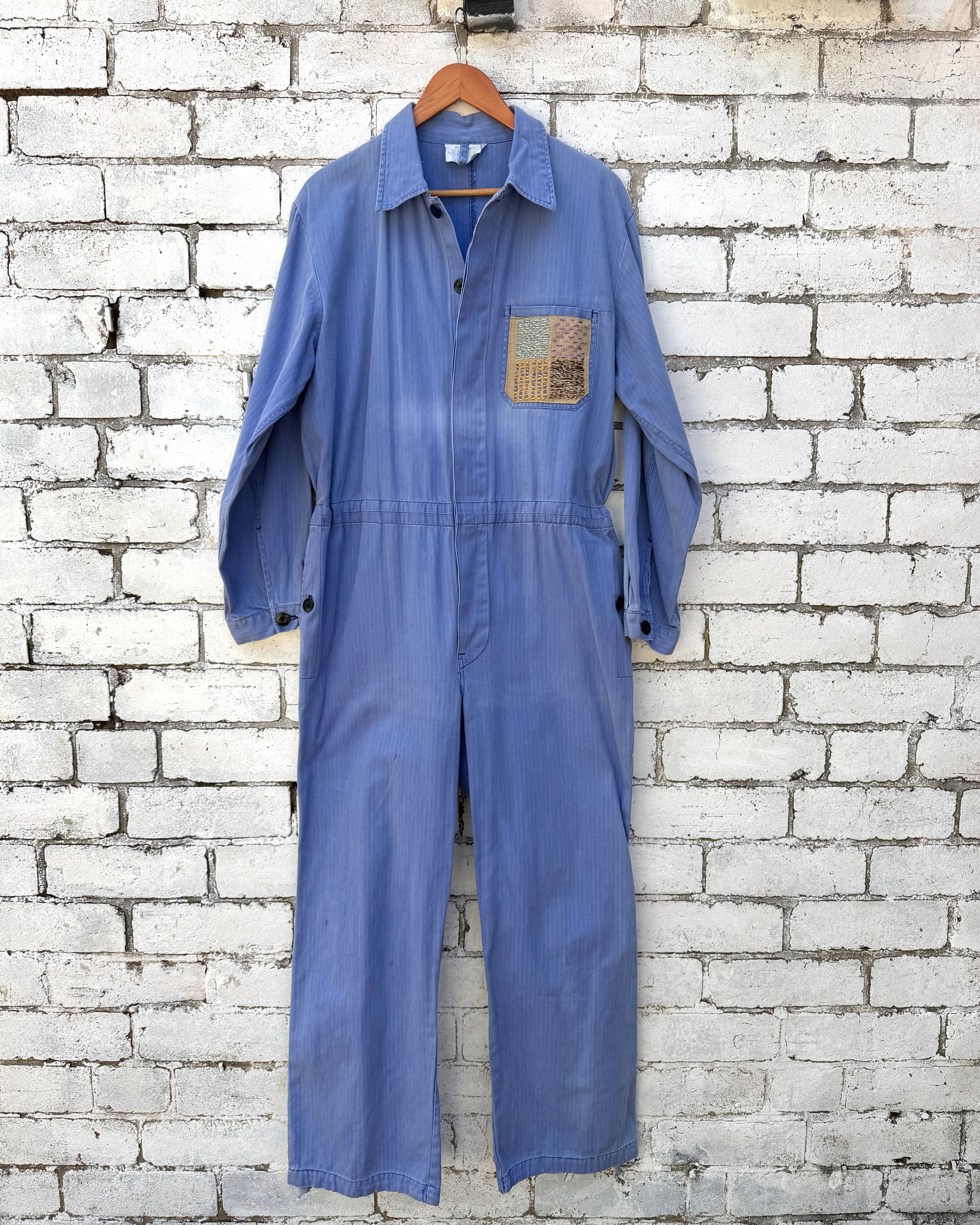 Vintage Embroidered Japanese Sashiko Style Patchwork Jumpsuit