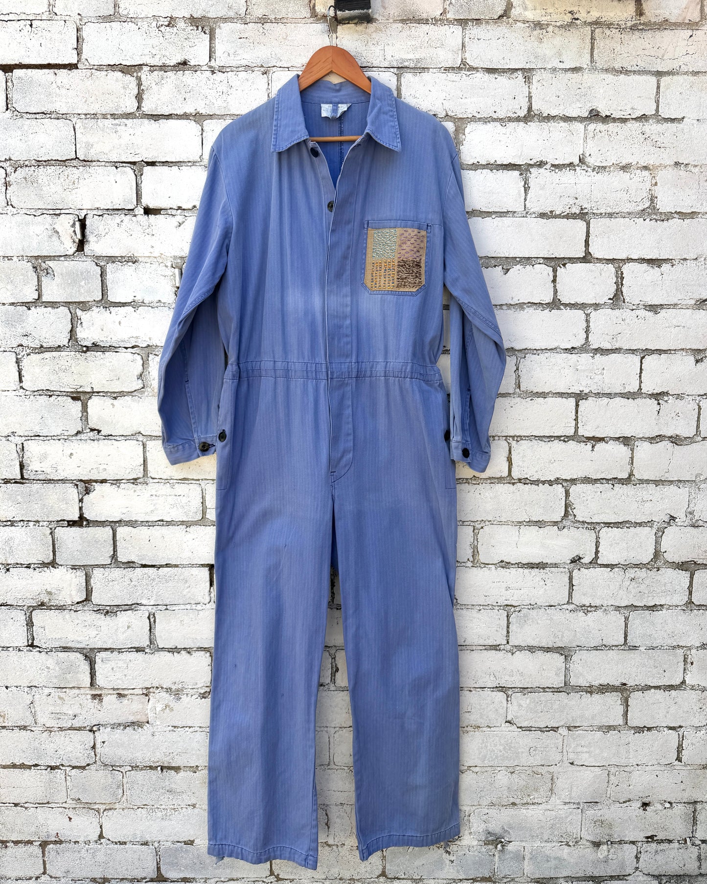 Vintage Embroidered Japanese Sashiko Style Patchwork Jumpsuit