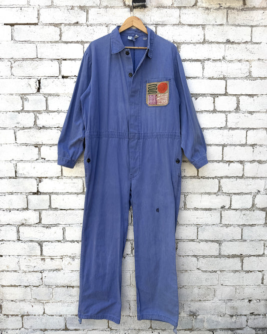 Vintage Embroidered Japanese Sashiko Style Patchwork Jumpsuit