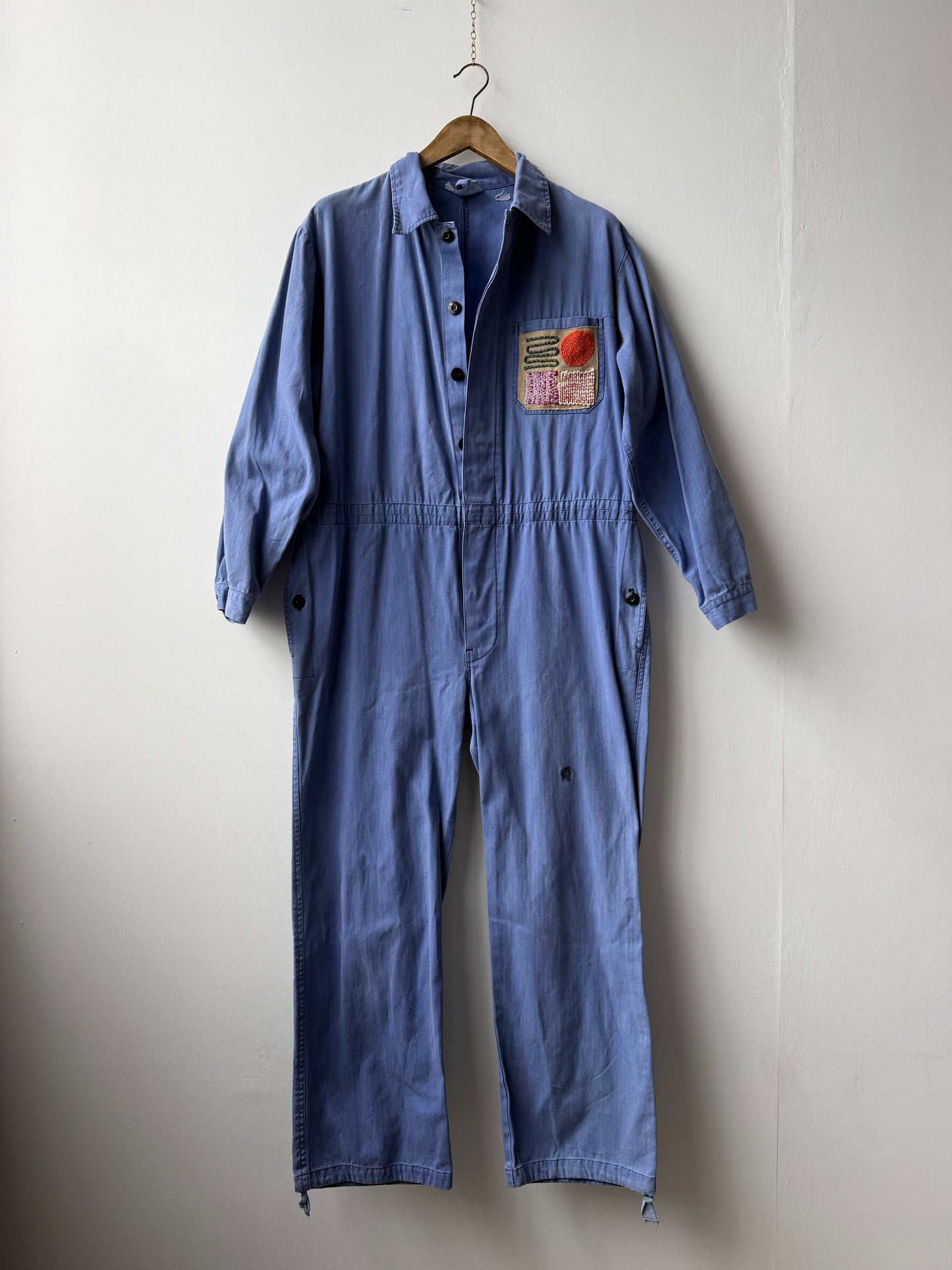 Vintage Embroidered Japanese Sashiko Style Patchwork Jumpsuit