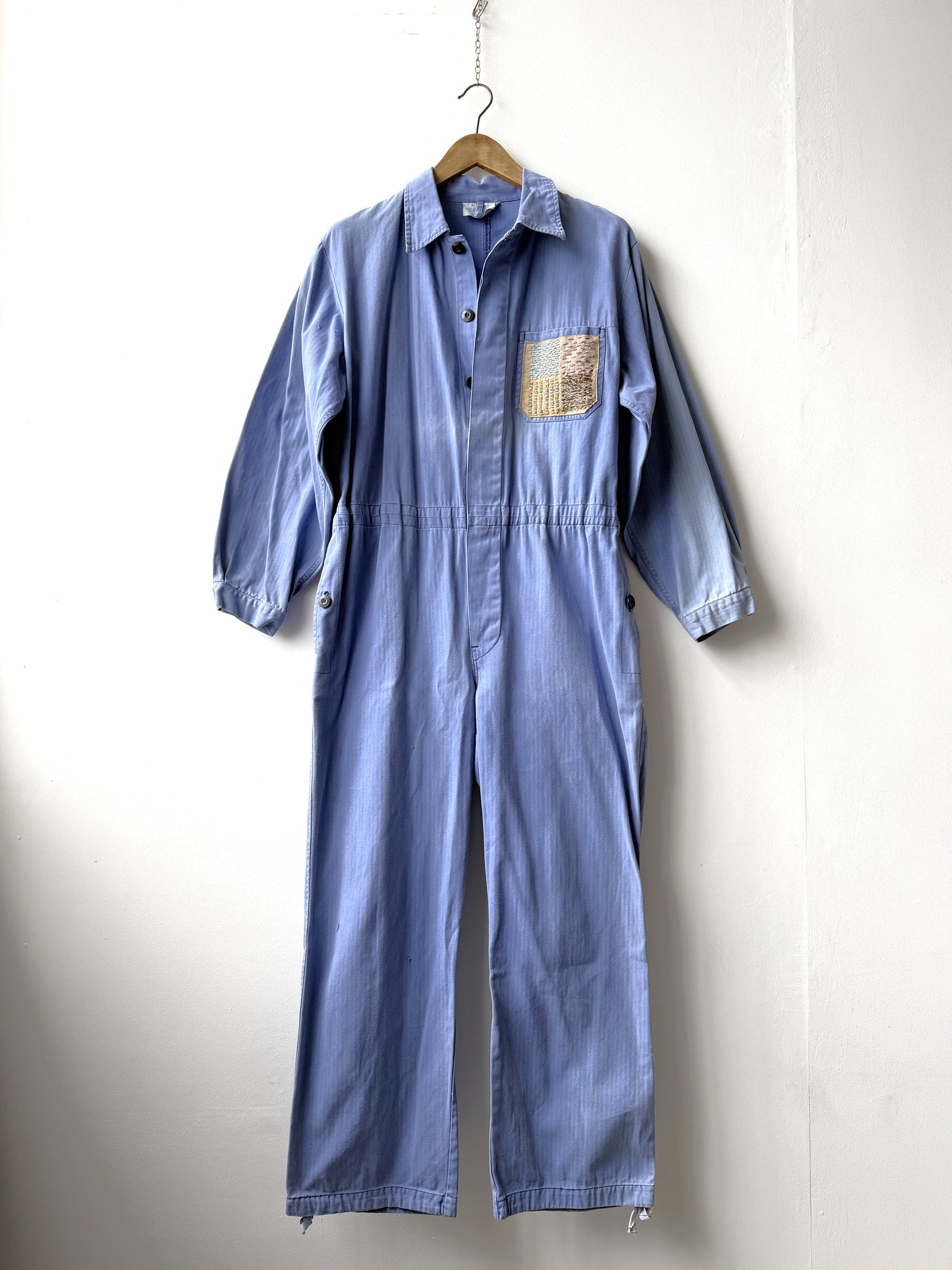 Vintage Embroidered Japanese Sashiko Style Patchwork Jumpsuit
