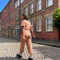 Unisex Short Sleeve Pink Coveralls Jumpsuit