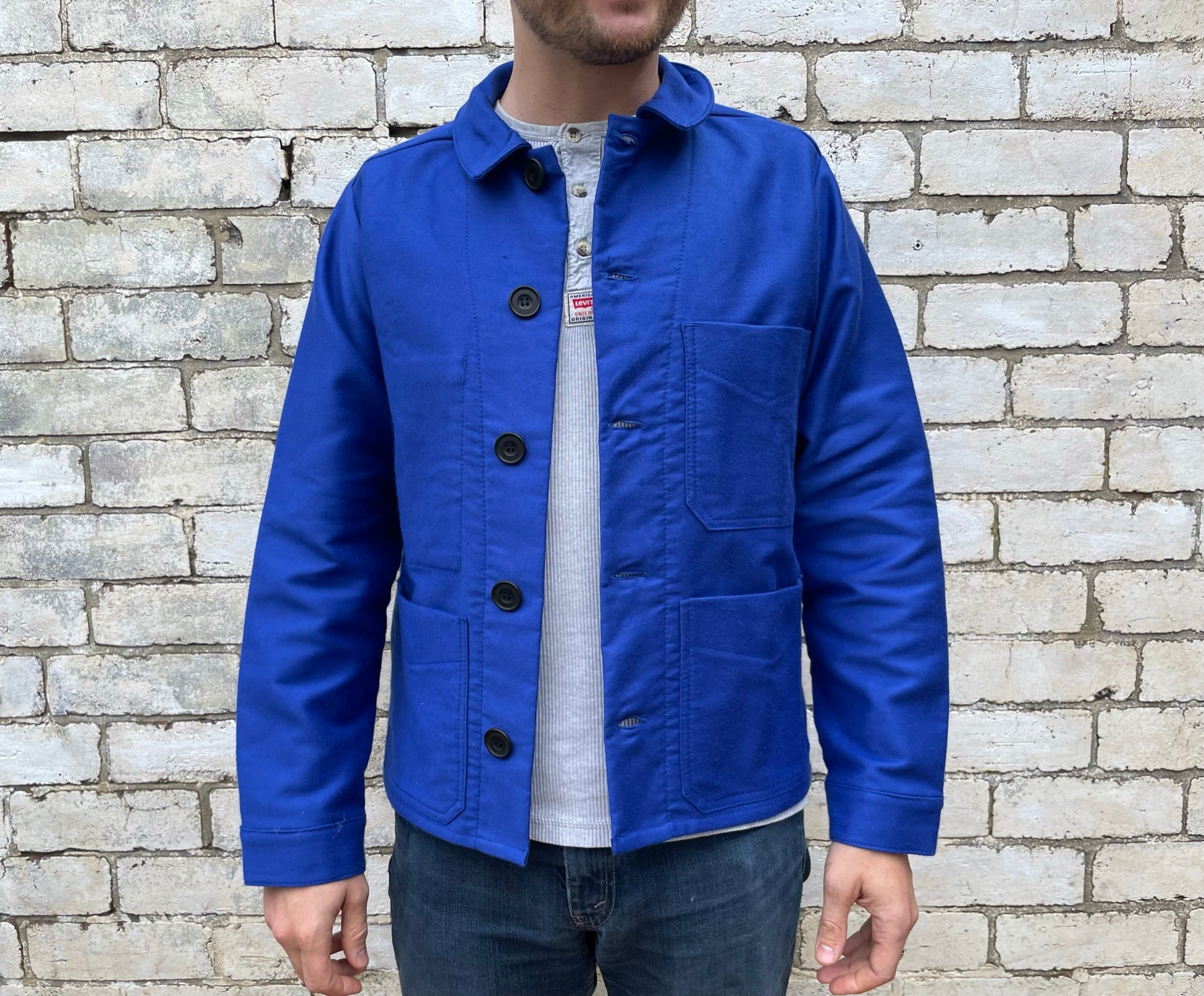 50s Moleskin French Chore Jacket British Bugatti Blue – Wolf Clothing  Collective Ltd