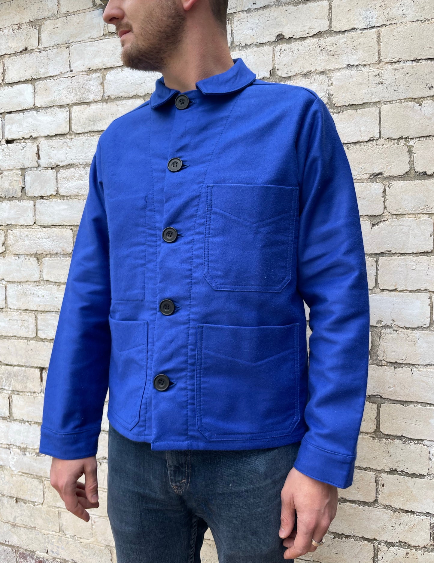 50s Moleskin French Chore Jacket British Bugatti Blue