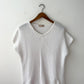 Vintage Italian Cotton Knitted Short Sleeve Batwing Top White