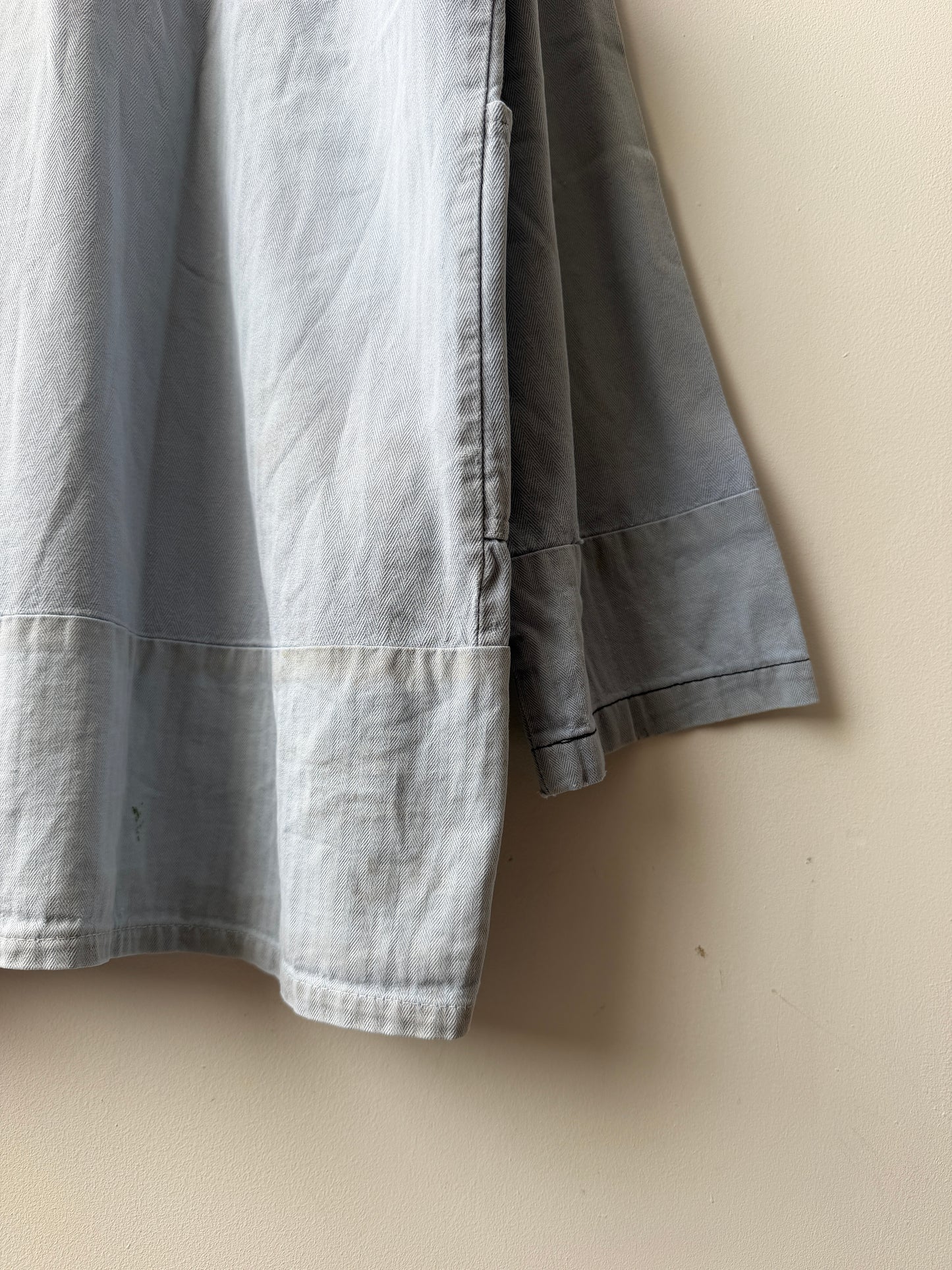 Vintage Distressed Patch French Chore Jacket Herringbone
