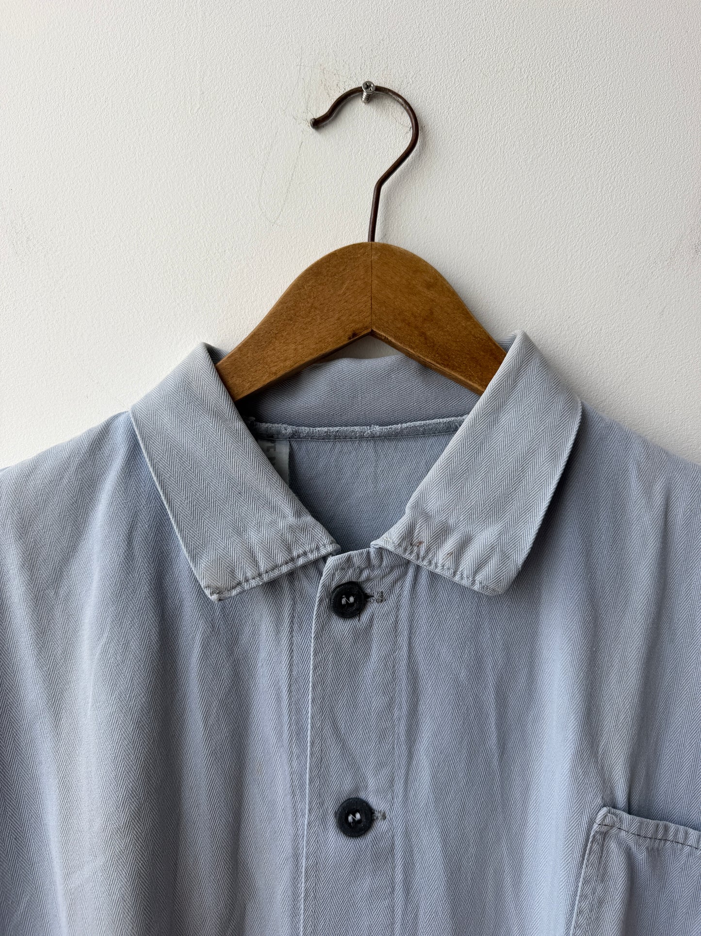 Vintage Distressed Patch French Chore Jacket Herringbone