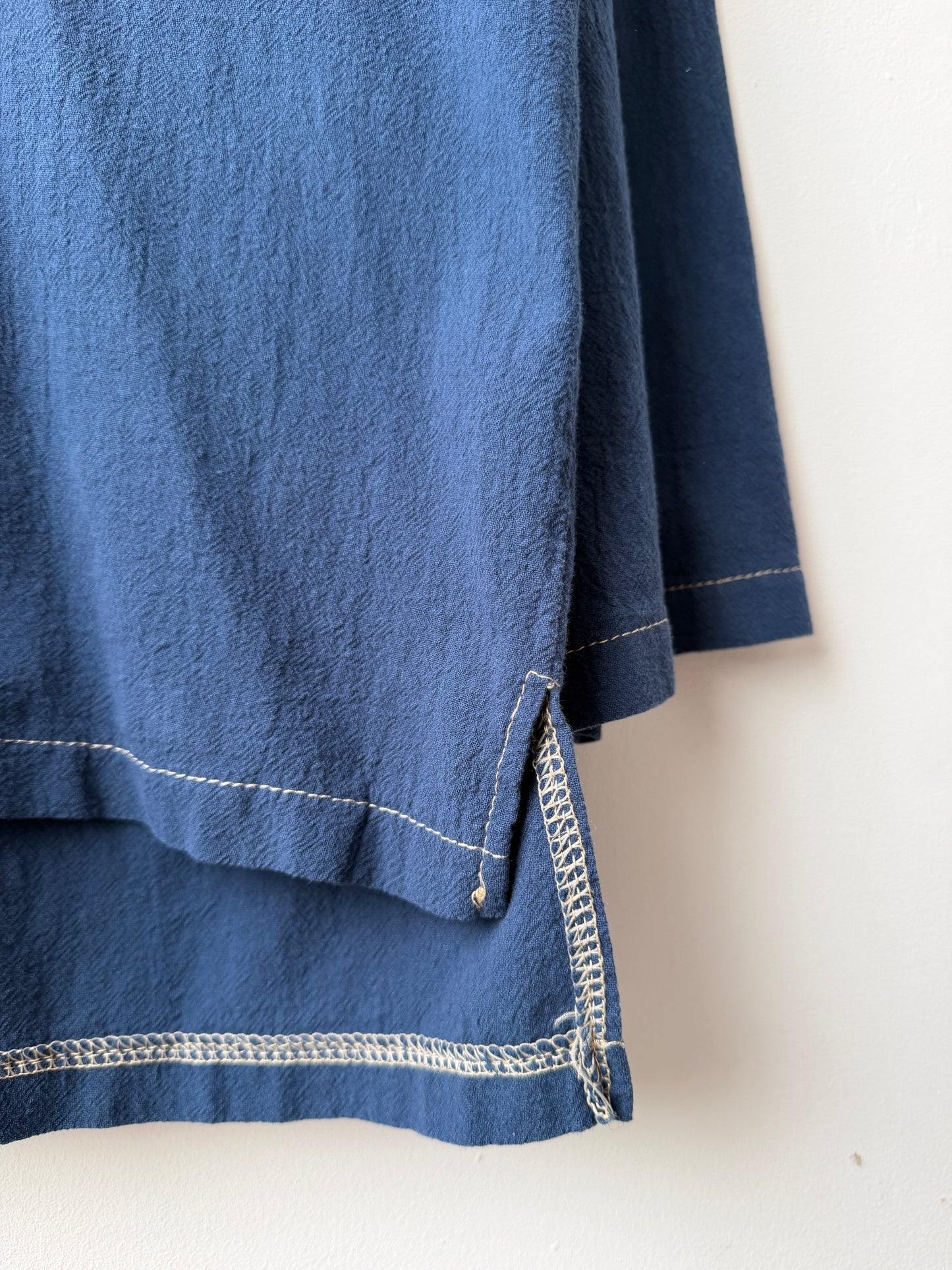 Vintage V Neck Overhead Smock Navy