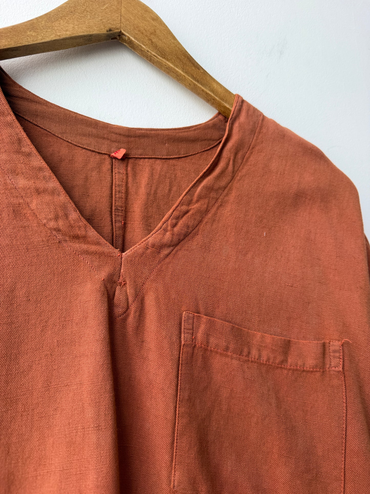 Vintage V Neck Overhead Smock Burnt Orange