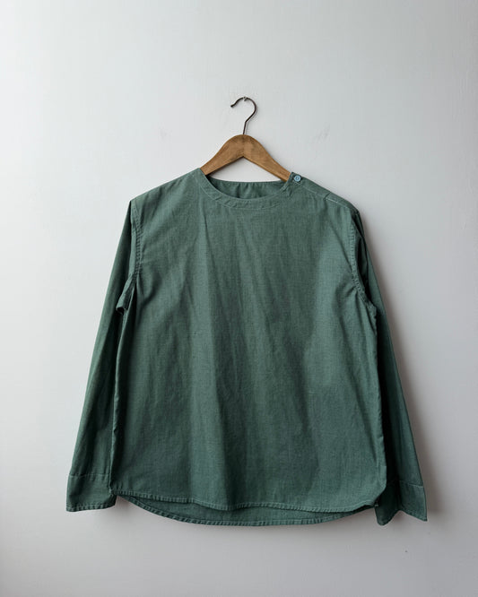 Vintage Romanian Smock Shirt Top Teal Green