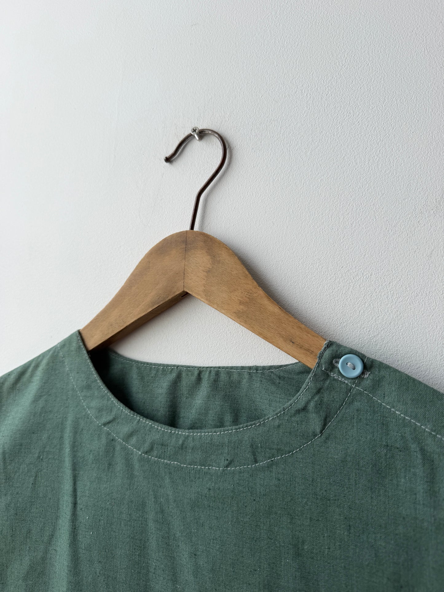 Vintage Romanian Smock Shirt Top Teal Green