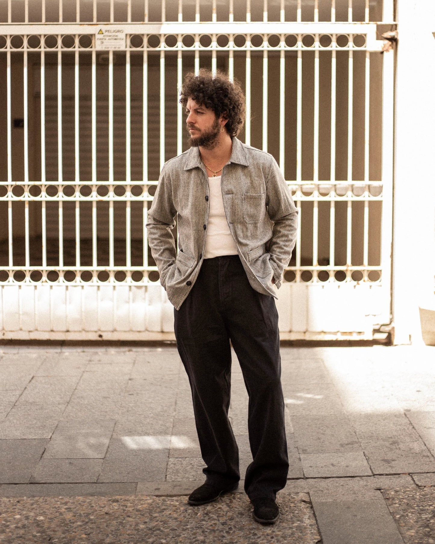 60s Wool Stripe Black & White Prison Jacket