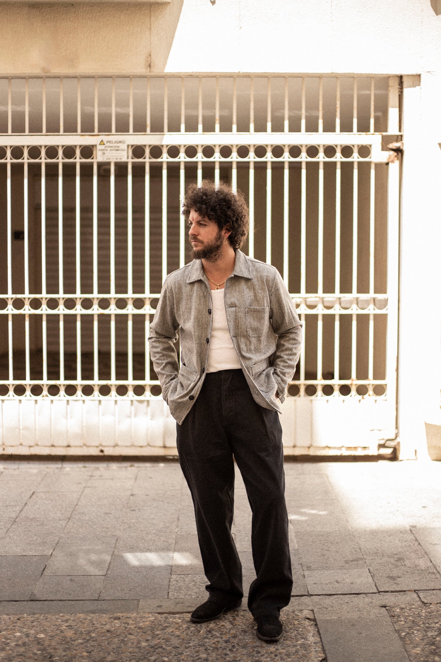 60s Wool Stripe Black & White Prison Jacket