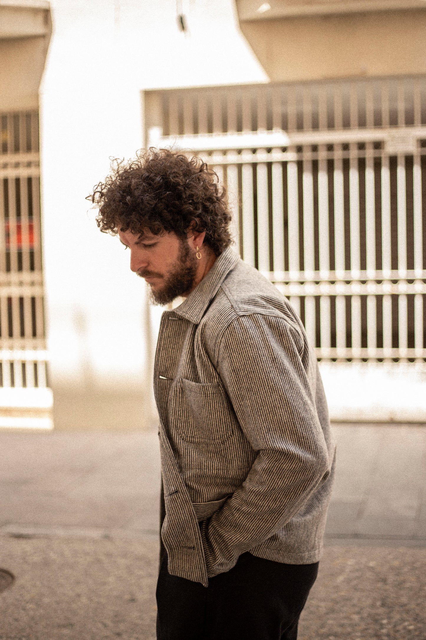 60s Wool Stripe Black & White Prison Jacket