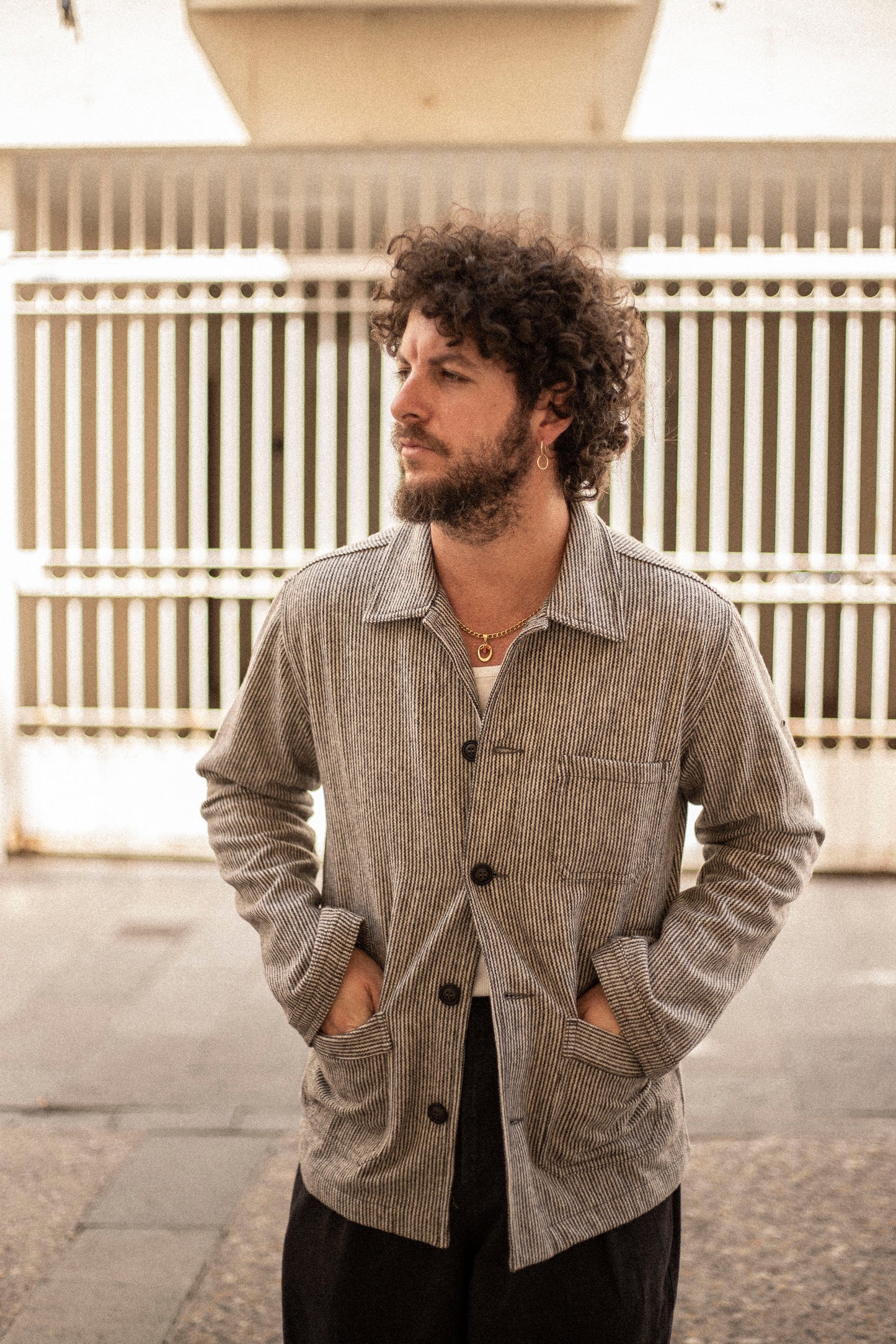 60s Wool Stripe Black & White Prison Jacket