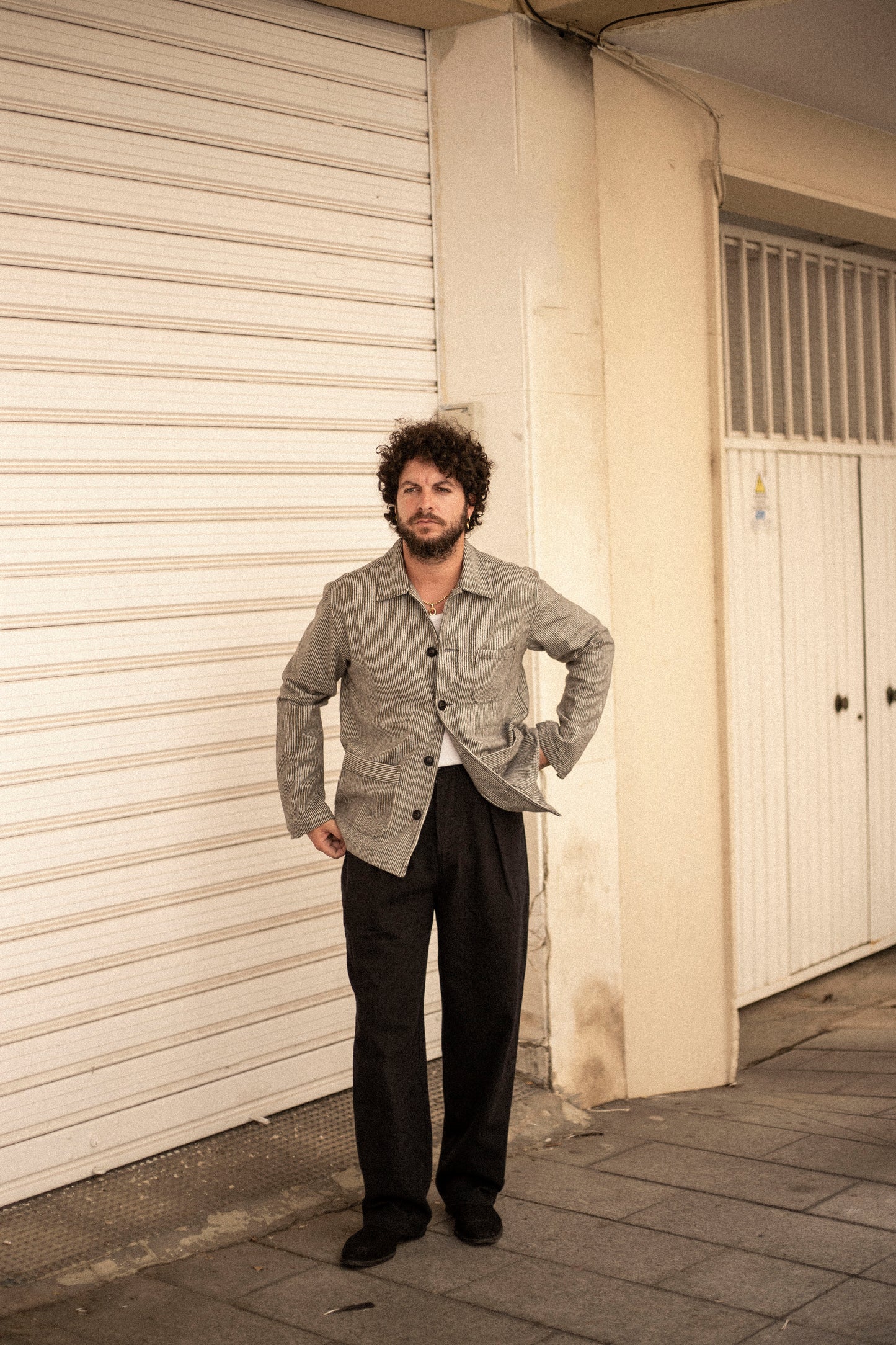 60s Wool Stripe Black & White Prison Jacket