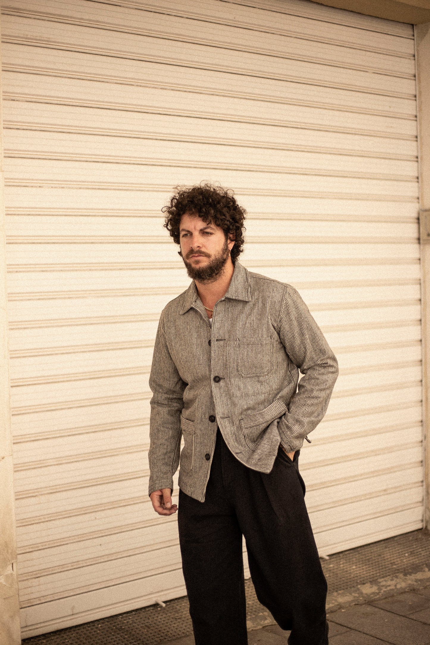 60s Wool Stripe Black & White Prison Jacket