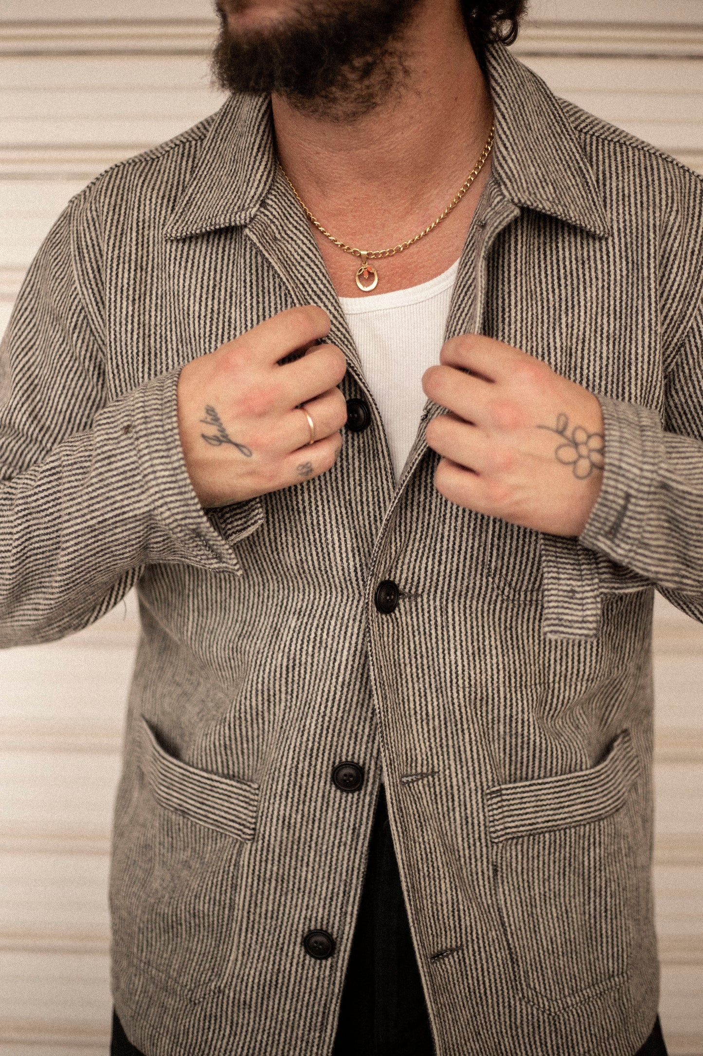 60s Wool Stripe Black & White Prison Jacket