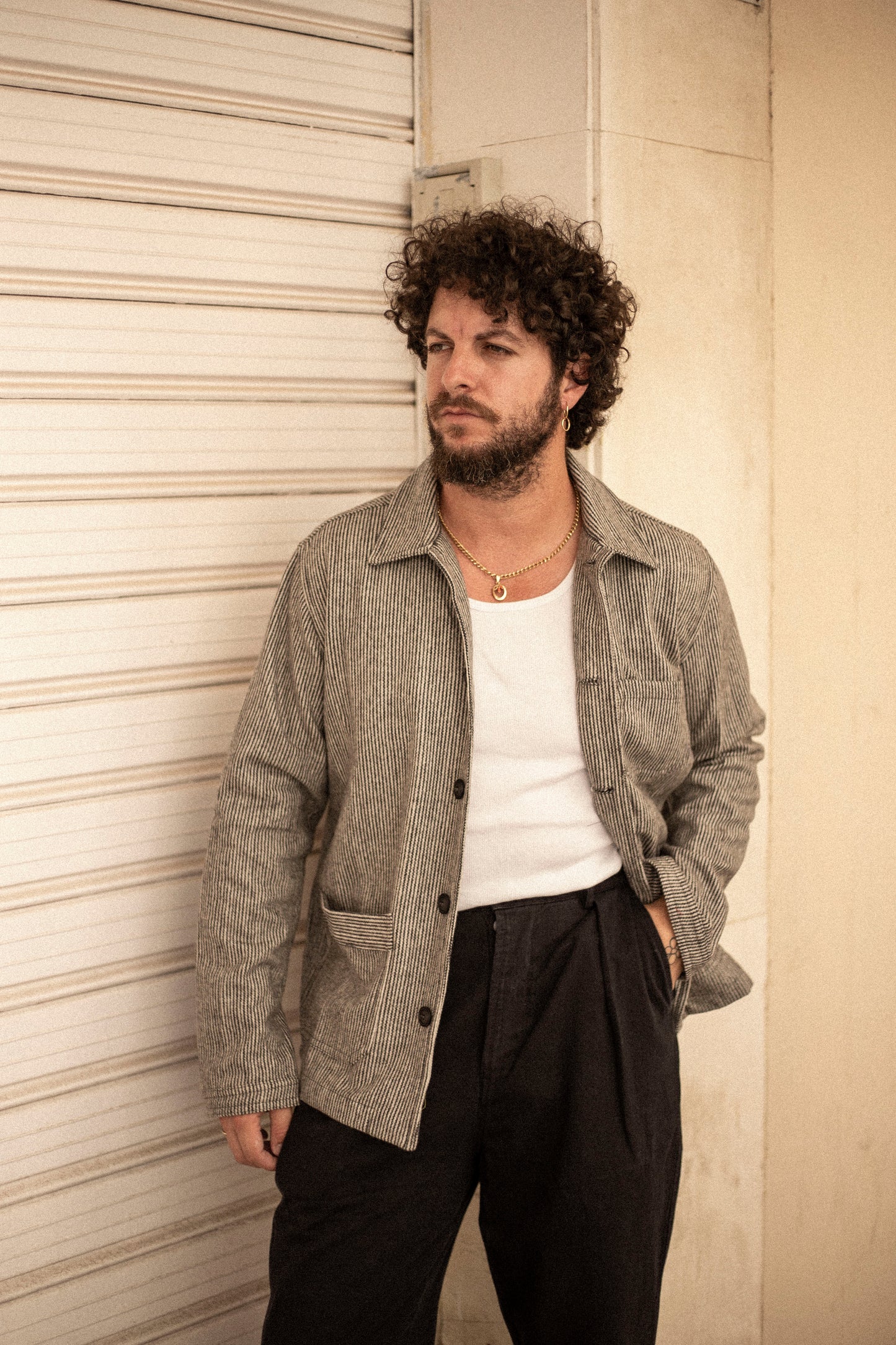 60s Wool Stripe Black & White Prison Jacket