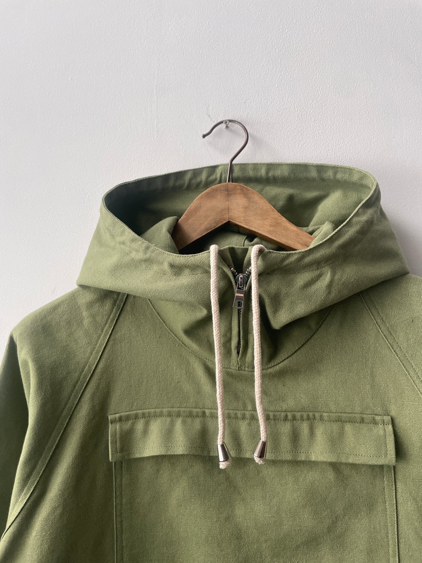 Green Cadet Smock Cotton Canvas Red Buttons