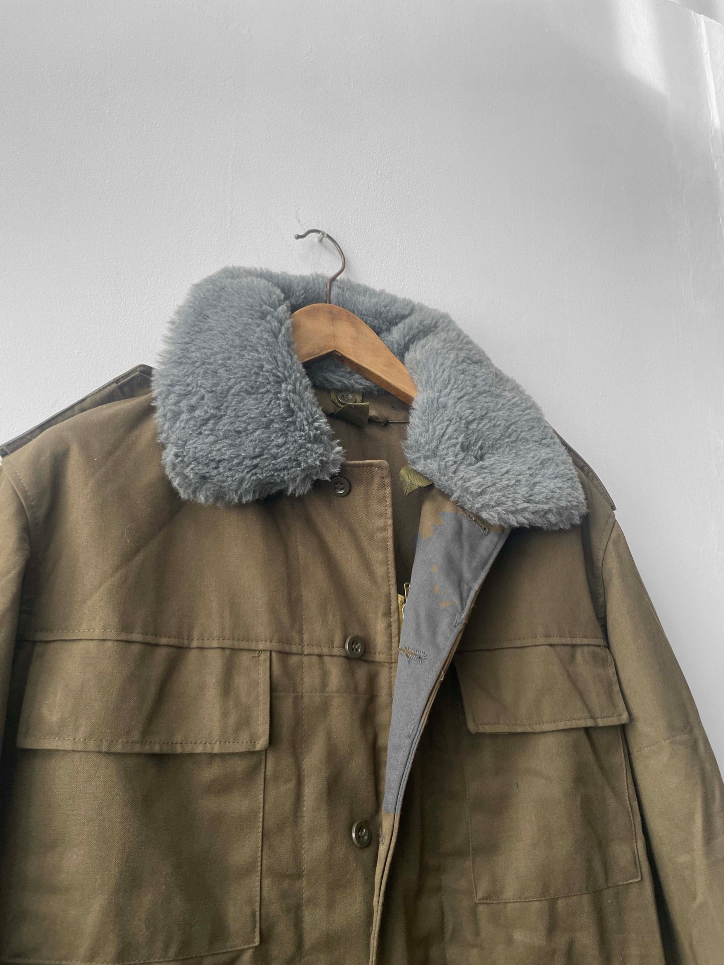Vintage 1989 Czech Military Jacket Fur Collar