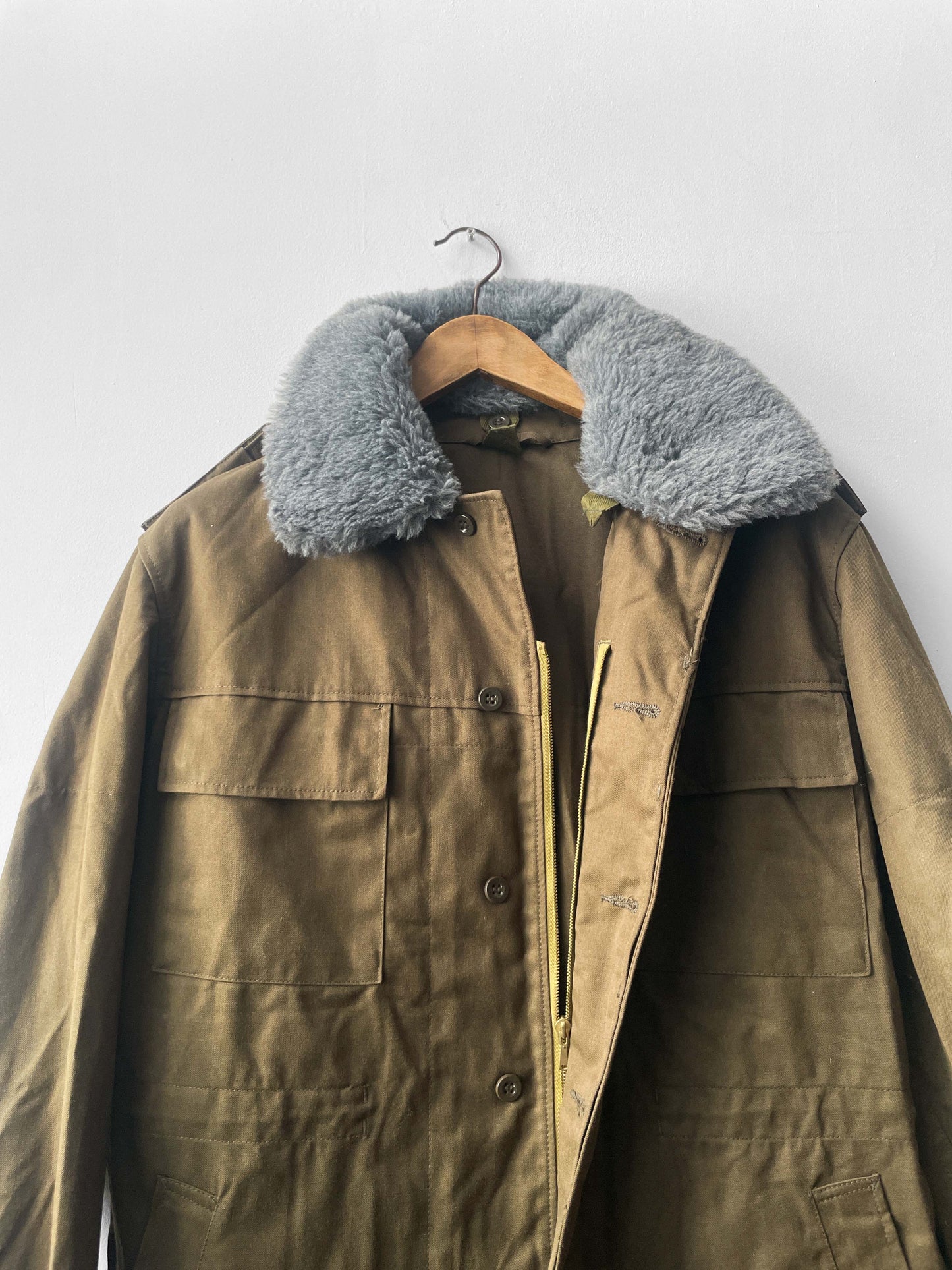 Vintage 1989 Czech Military Jacket Fur Collar