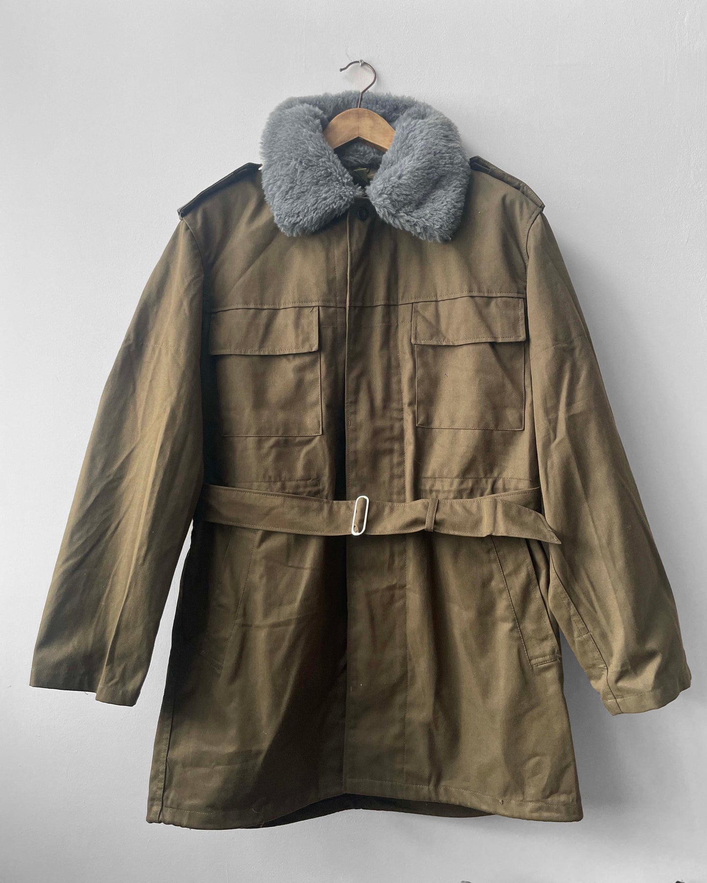 Vintage 1989 Czech Military Jacket Fur Collar