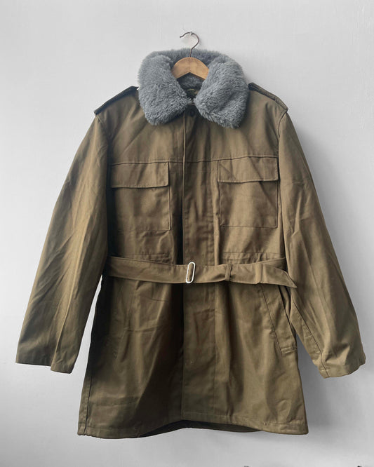 Vintage 1989 Czech Military Jacket Fur Collar