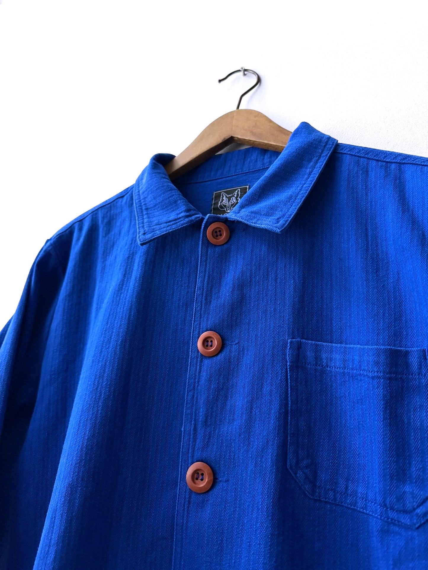 Herringbone Cotton Chore Jacket Bugatti Wooden Button