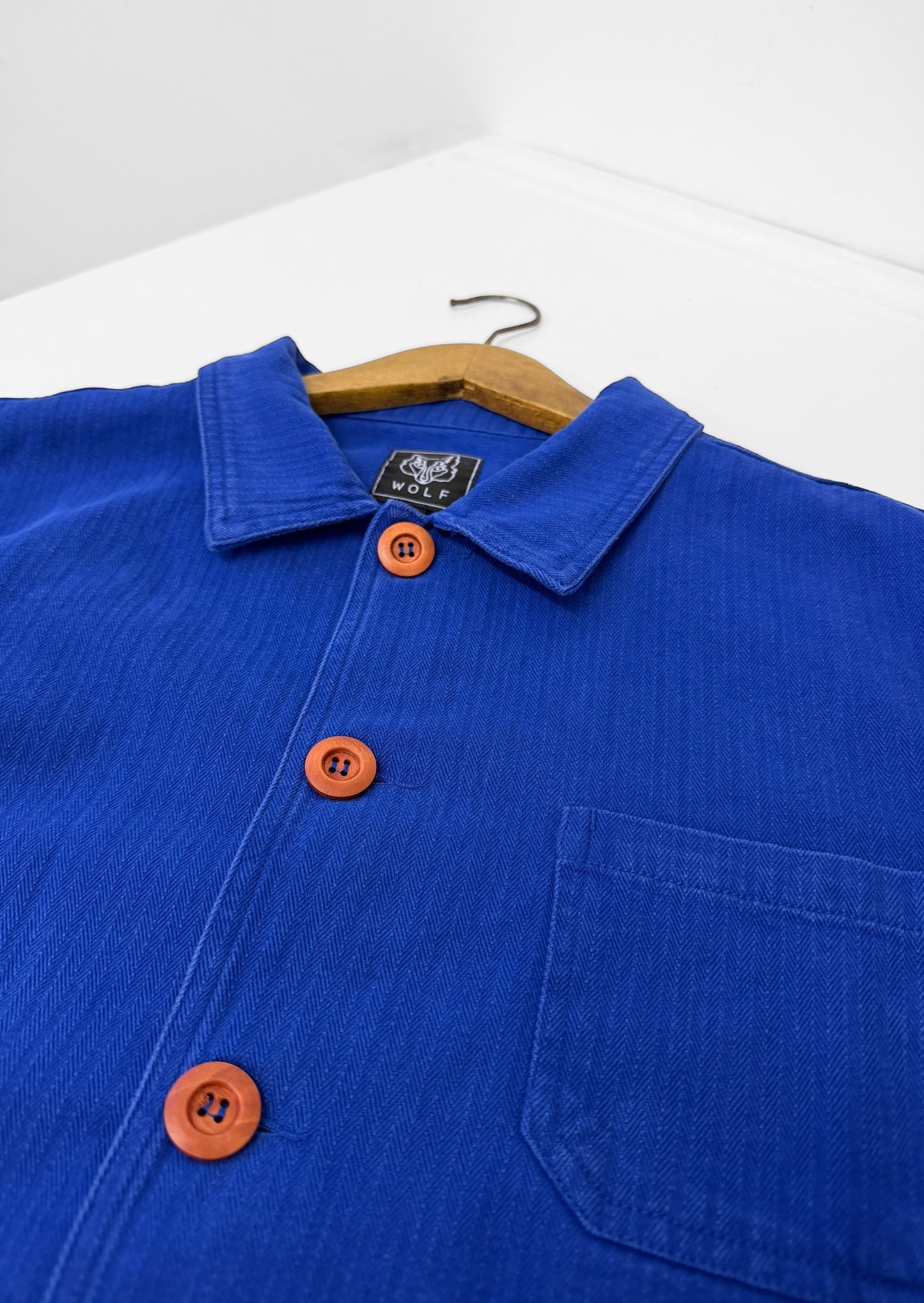 Herringbone Cotton Chore Jacket Bugatti Wooden Button