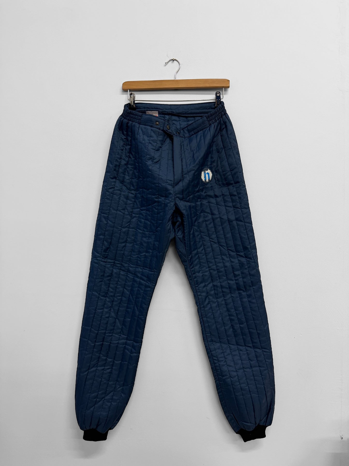 Vintage Quilted Thermal Trousers Navy