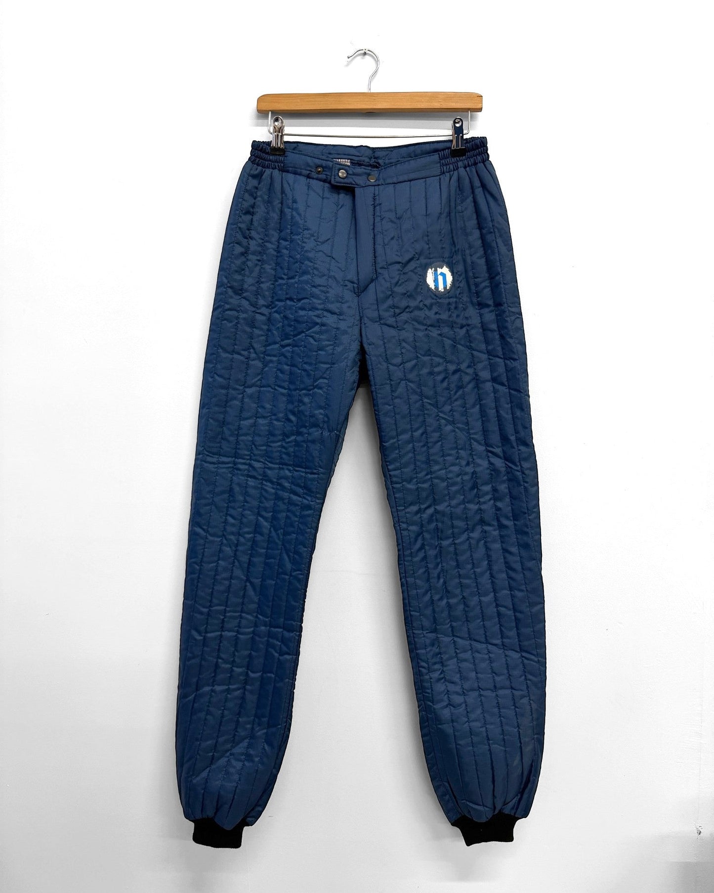 Vintage Quilted Thermal Trousers Navy