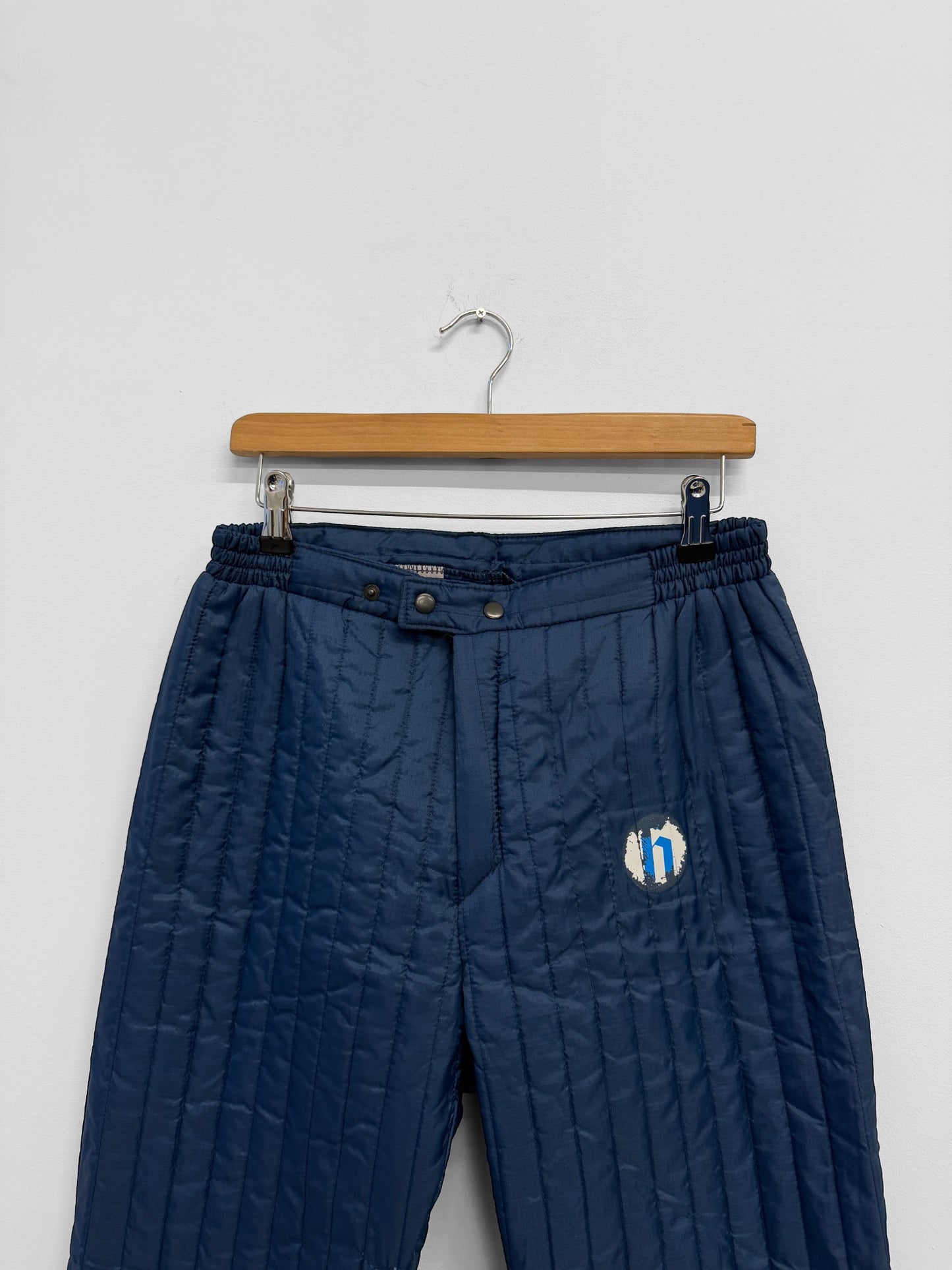 Vintage Quilted Thermal Trousers Navy