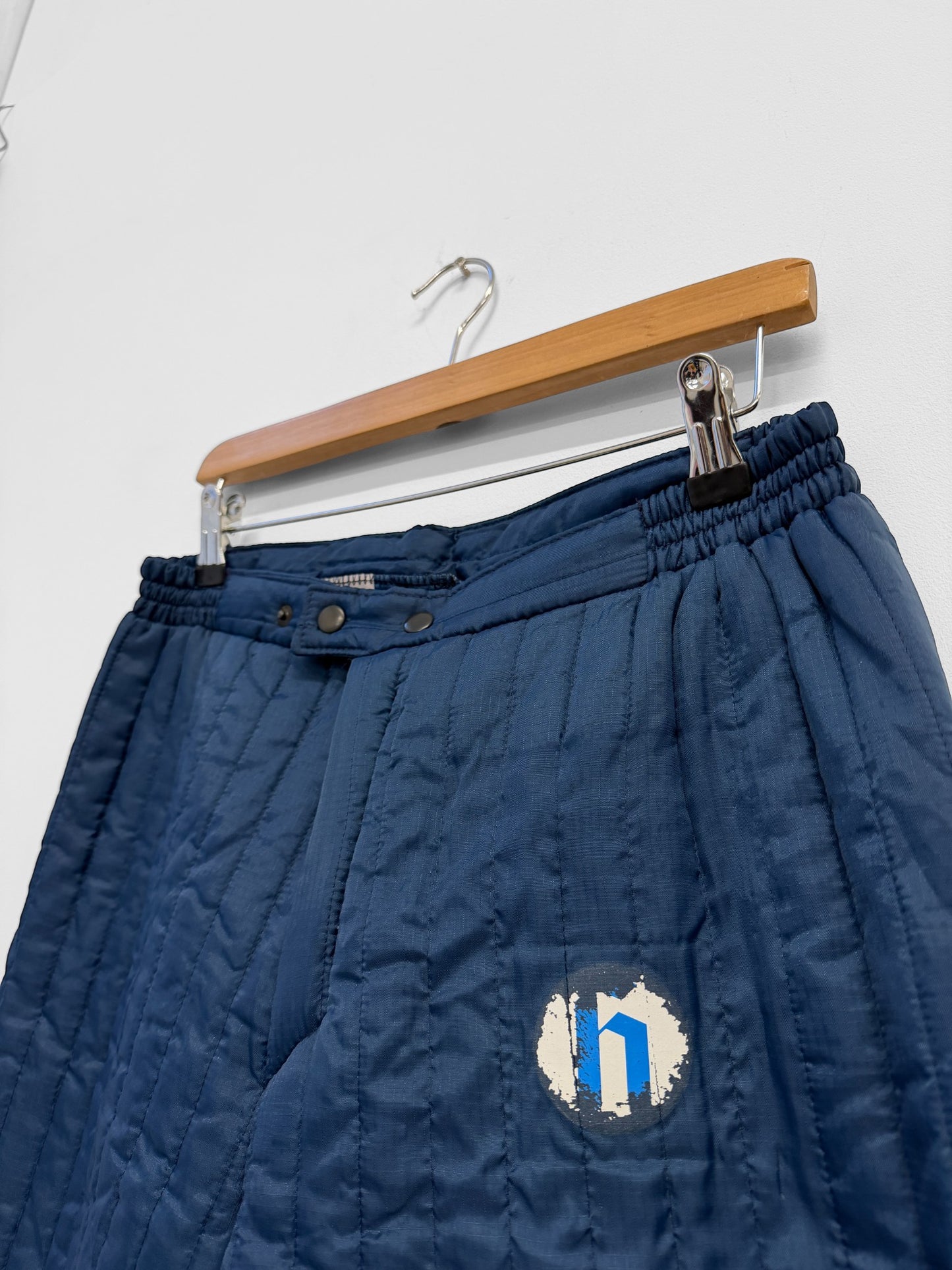 Vintage Quilted Thermal Trousers Navy