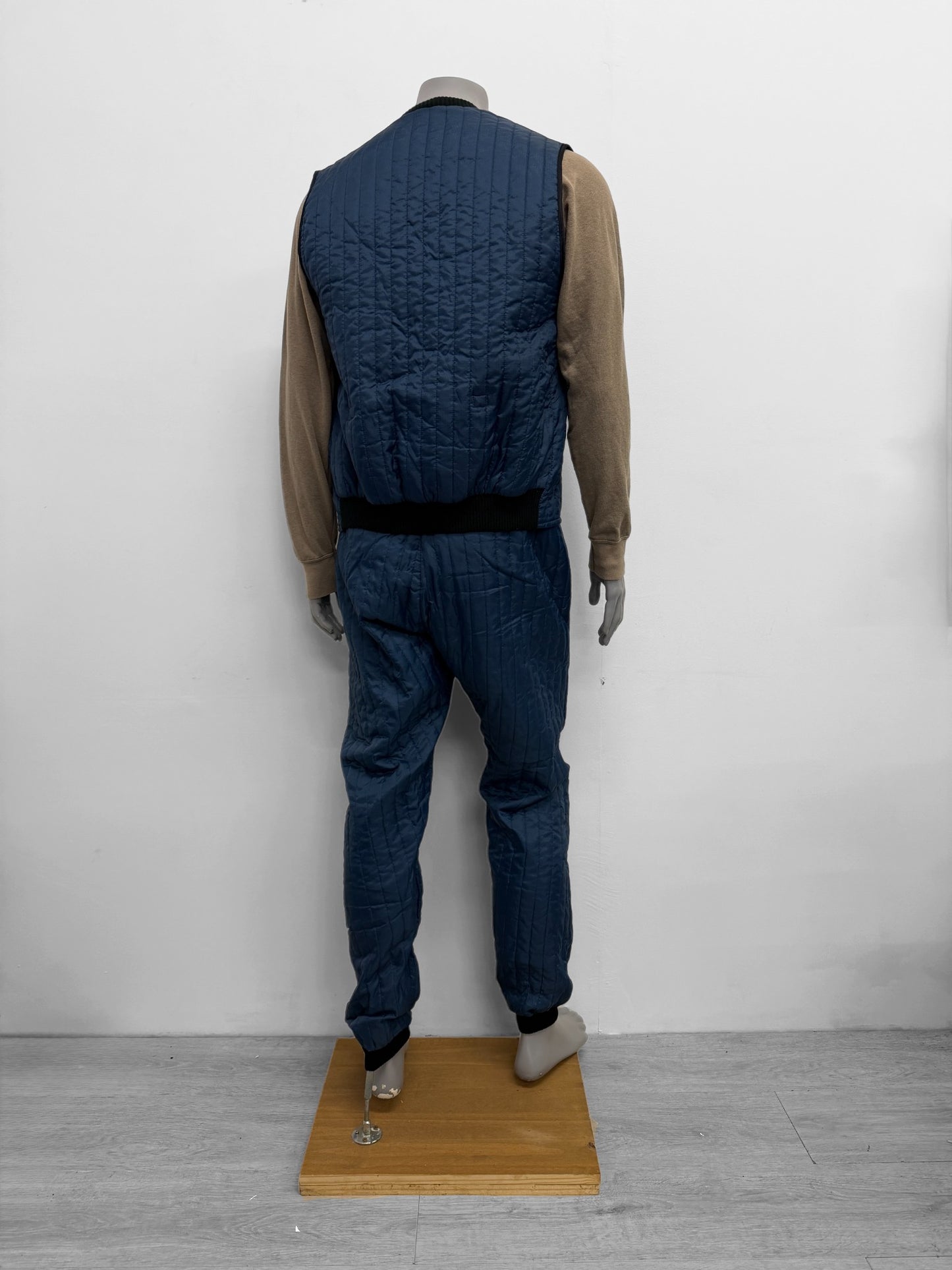 Vintage Quilted Thermal Trousers Navy