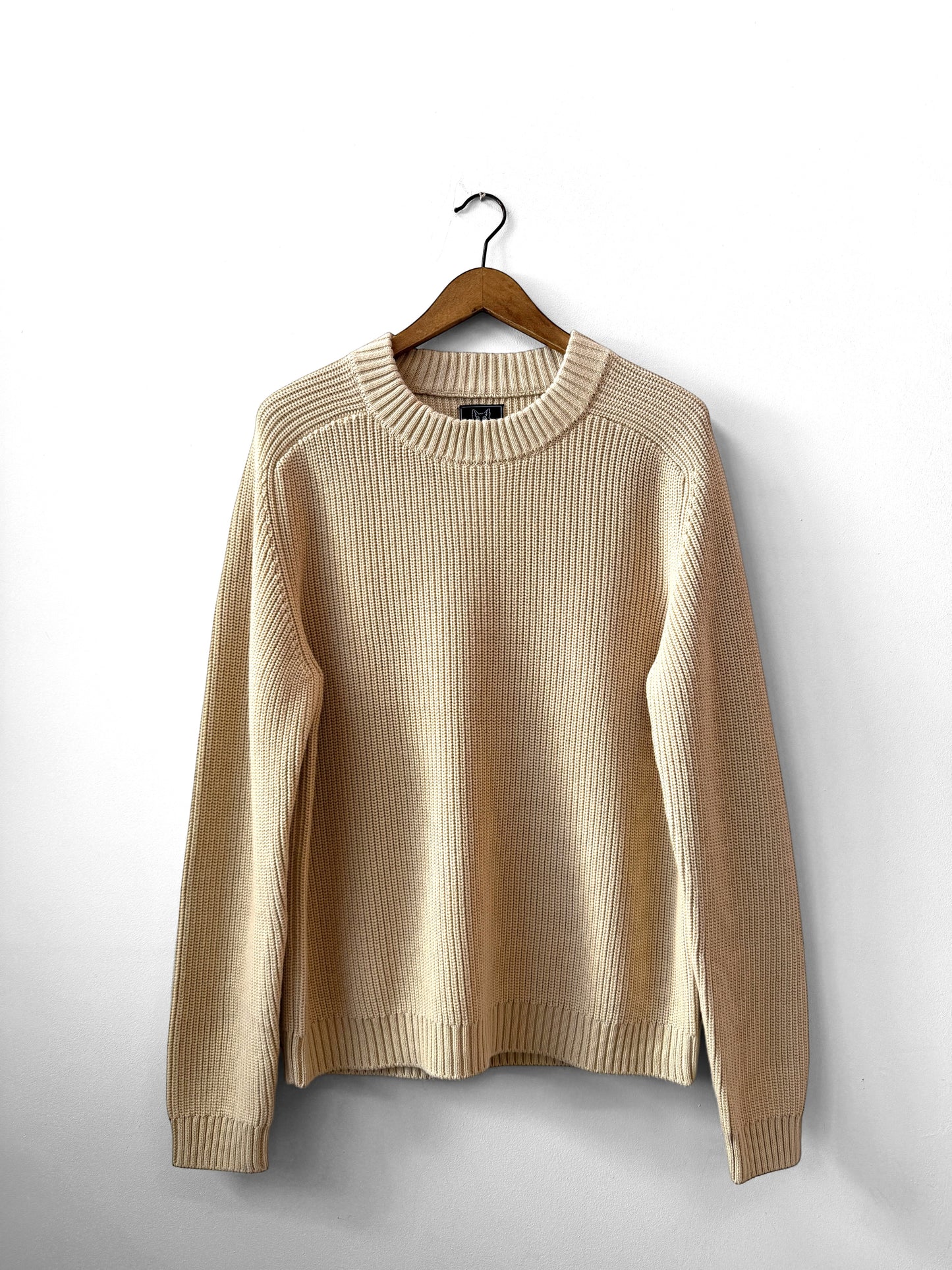 Organic Chunky Knit Fisherman Jumper Ecru Beige