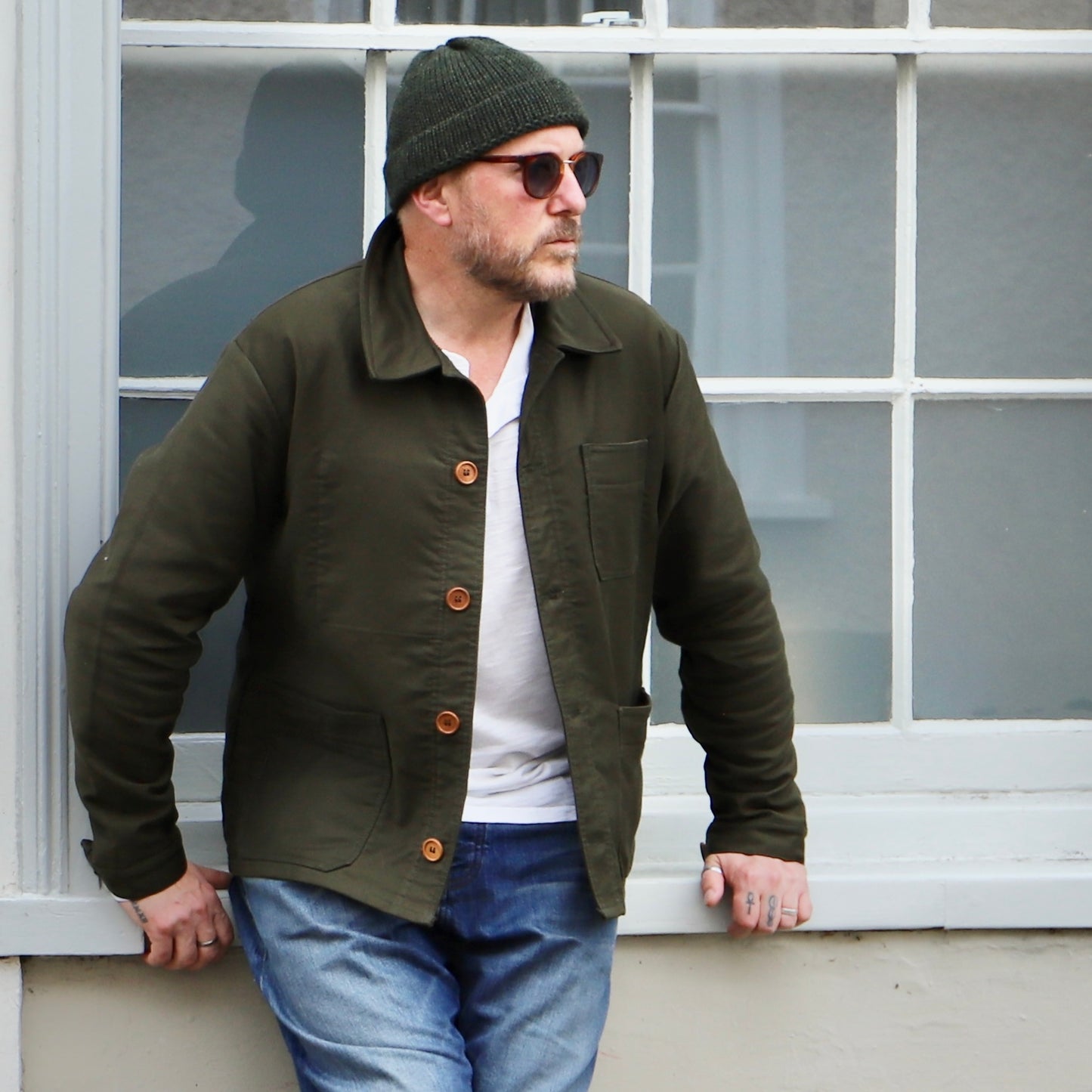 French Chore Jacket Moleskin Racing Green