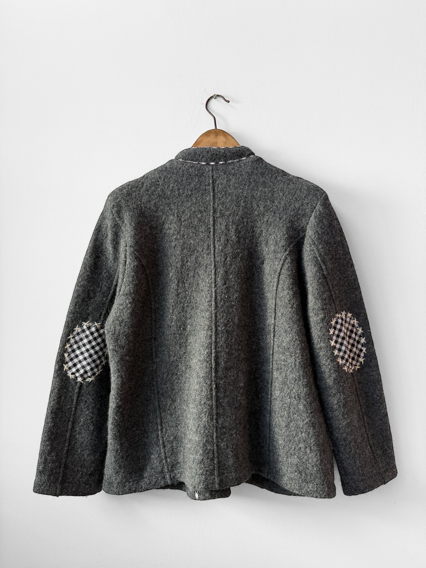 Vintage European Wool Contrast Embroidered Jacket Grey
