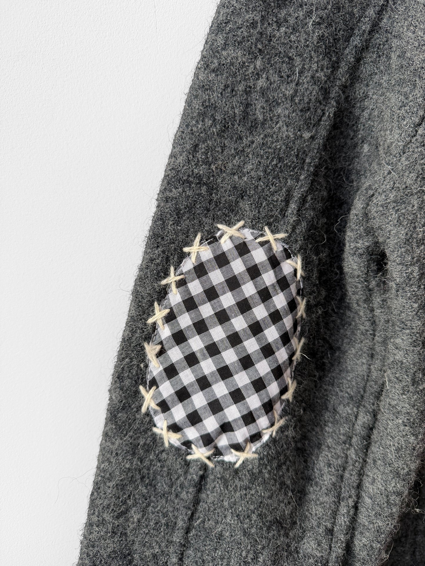 Vintage European Wool Contrast Embroidered Jacket Grey