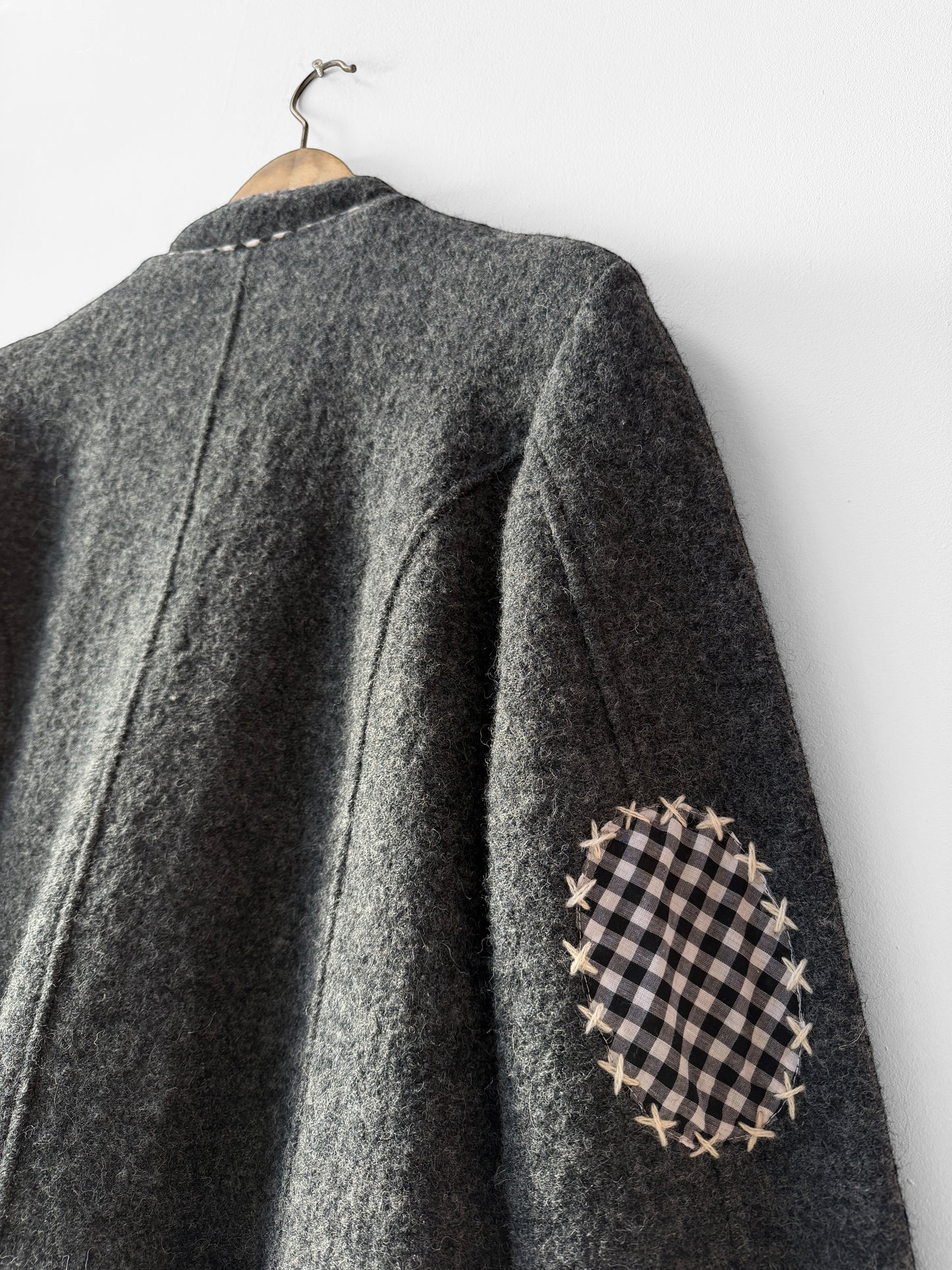 Vintage European Wool Contrast Embroidered Jacket Grey