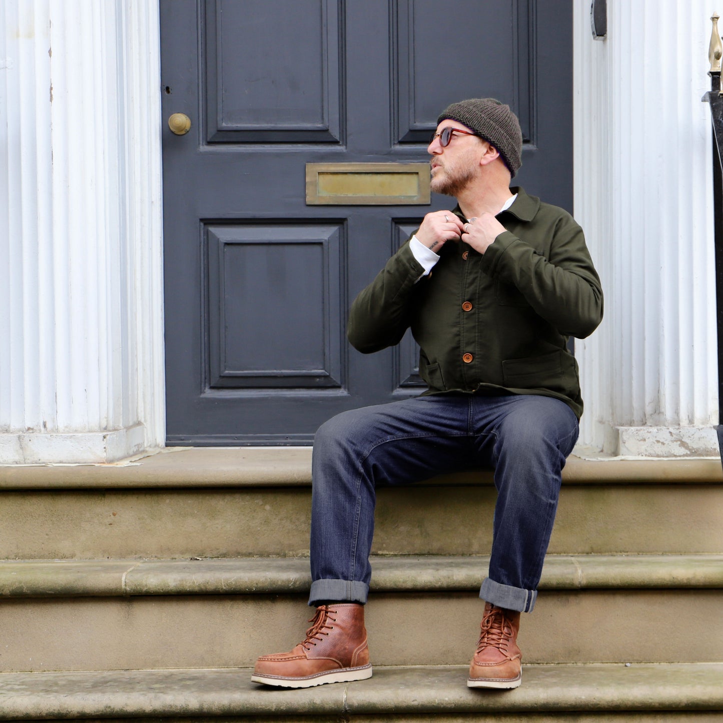 French Chore Jacket Moleskin Racing Green
