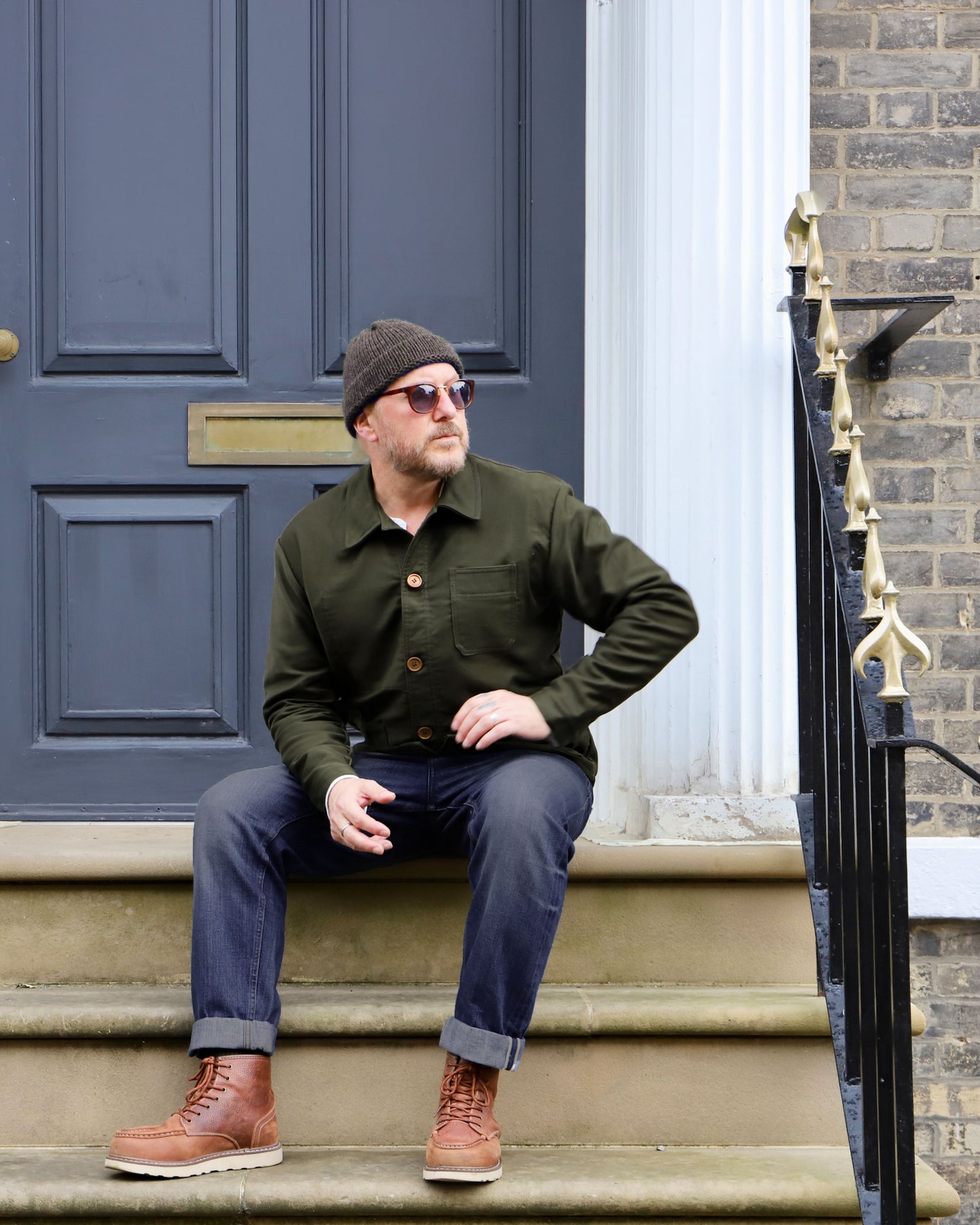 French Chore Jacket Moleskin Racing Green