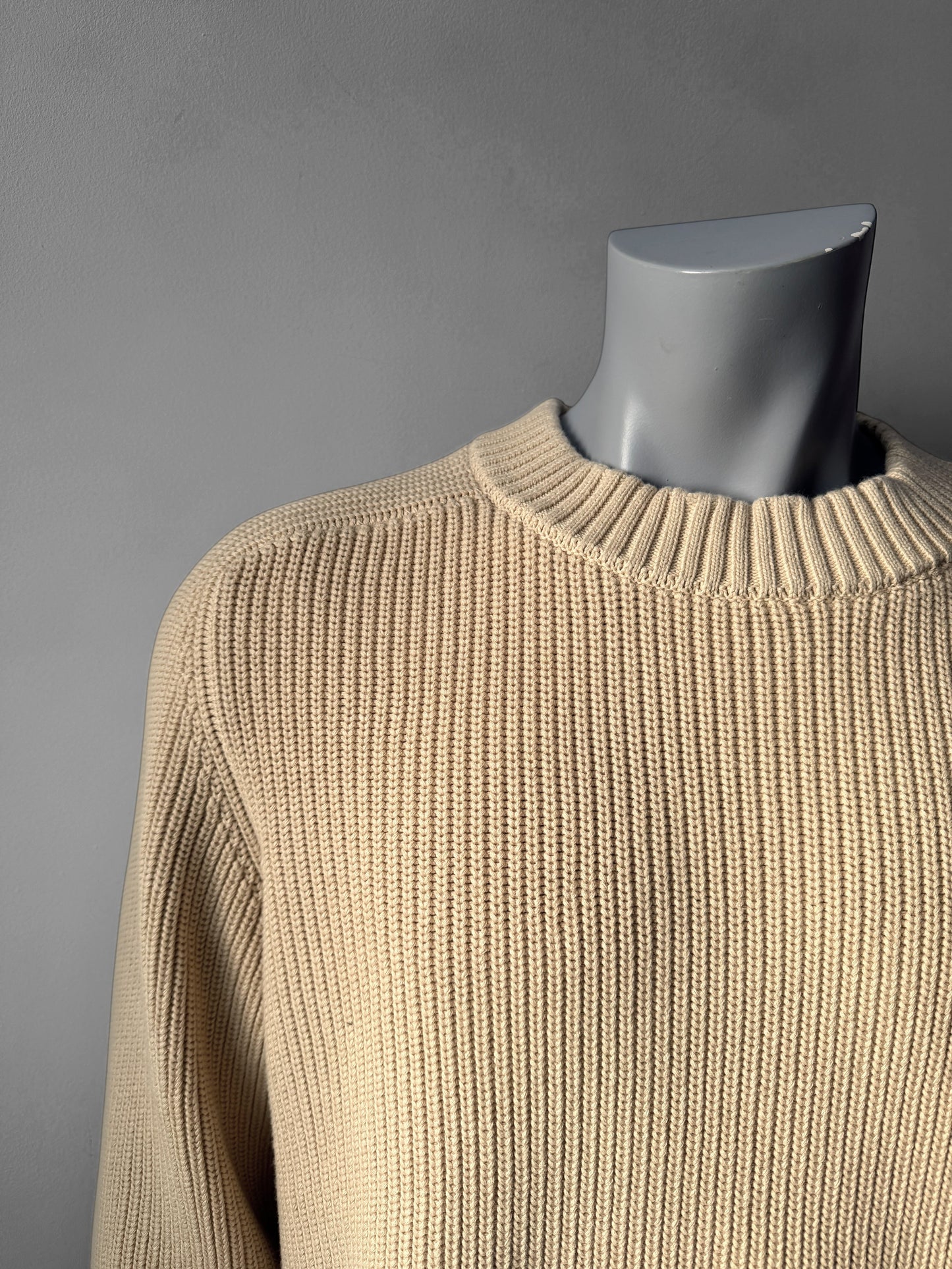 Organic Chunky Knit Fisherman Jumper Ecru Beige